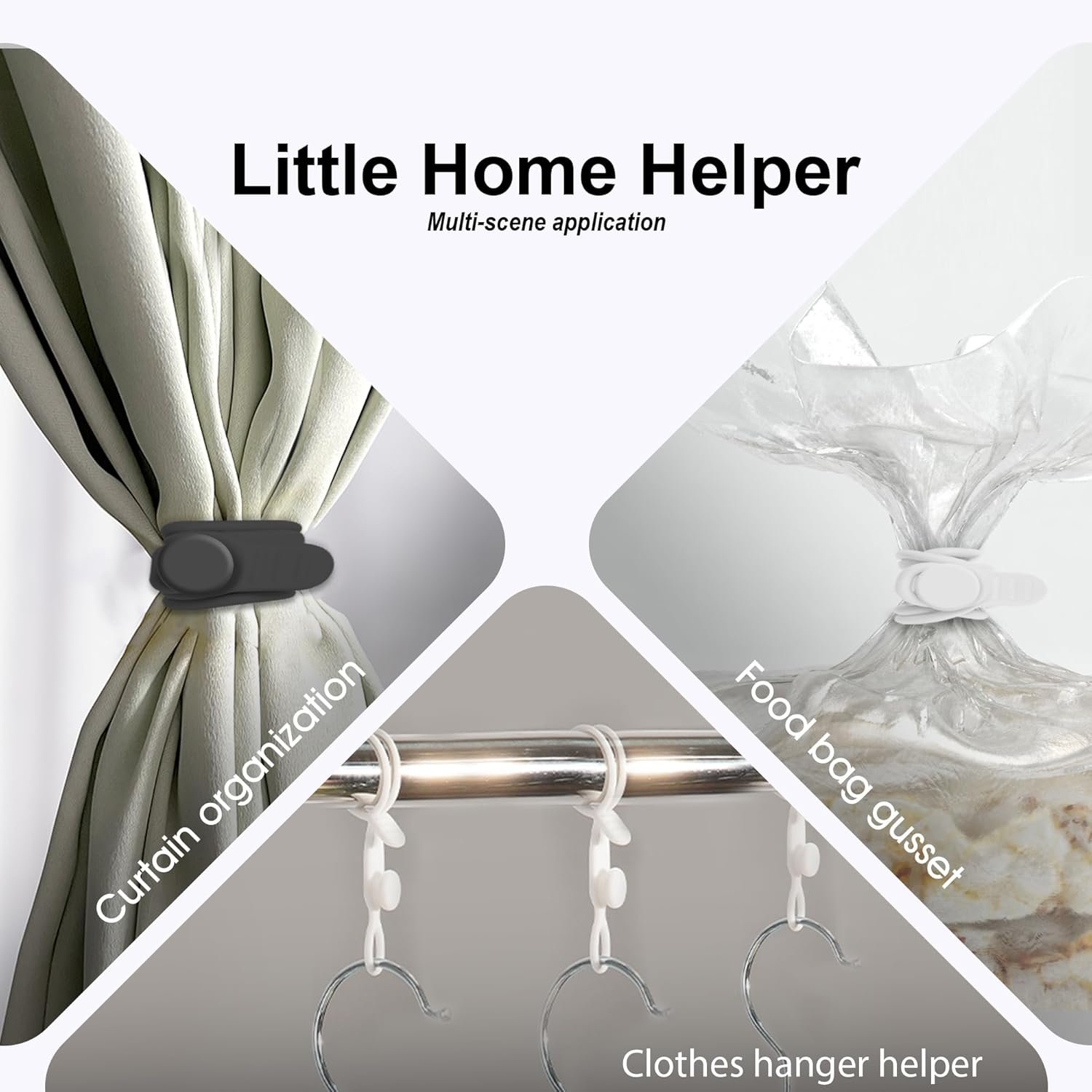 Nearockle 16Pcs 4.2" Silicone Cable Ties Cord Organizer for Cable Management, Reusable Cable Organizer Electronic Accessories in Home,Office,Kitchen,School,Travel(Black*8 & White*8) - Image 7