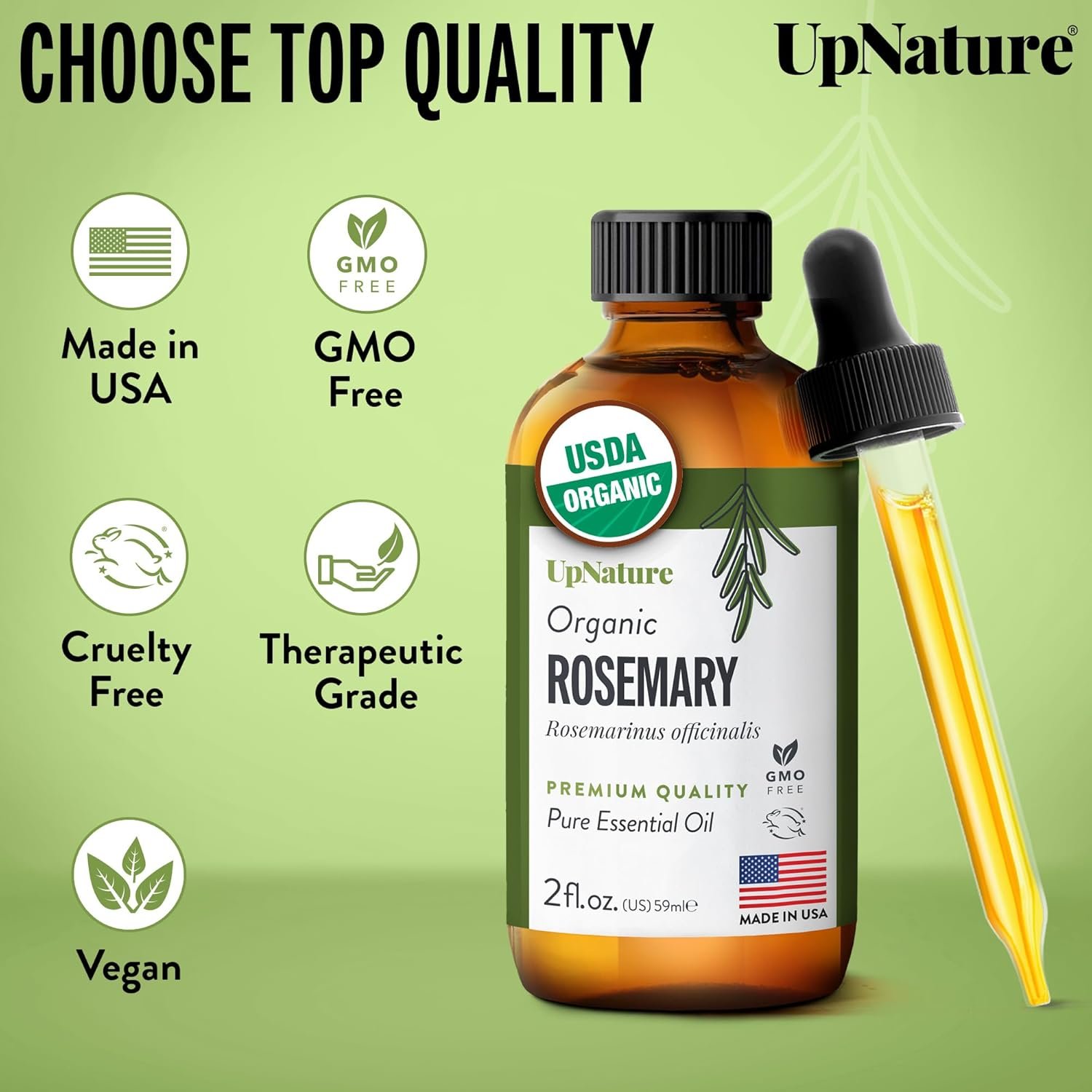 UpNature Organic Rosemary Essential Oil, 100% Pure, 2oz - USDA Certified, Nourishing Hair Growth, Strengthening Scalp, Skin & Nails - Image 8