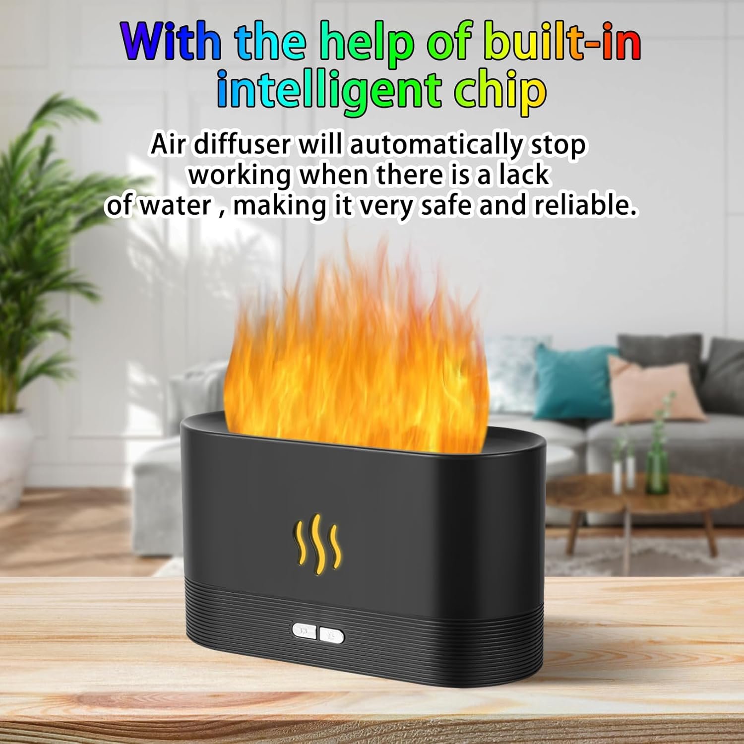 Flame Diffuser Humidifier-Auto Off 180ml Essential Oil Diffuser-2 Modes Brightness Aroma Humidifier with Fire Flame Effect for Home,Office,Spa,Gym (Black) - Image 4