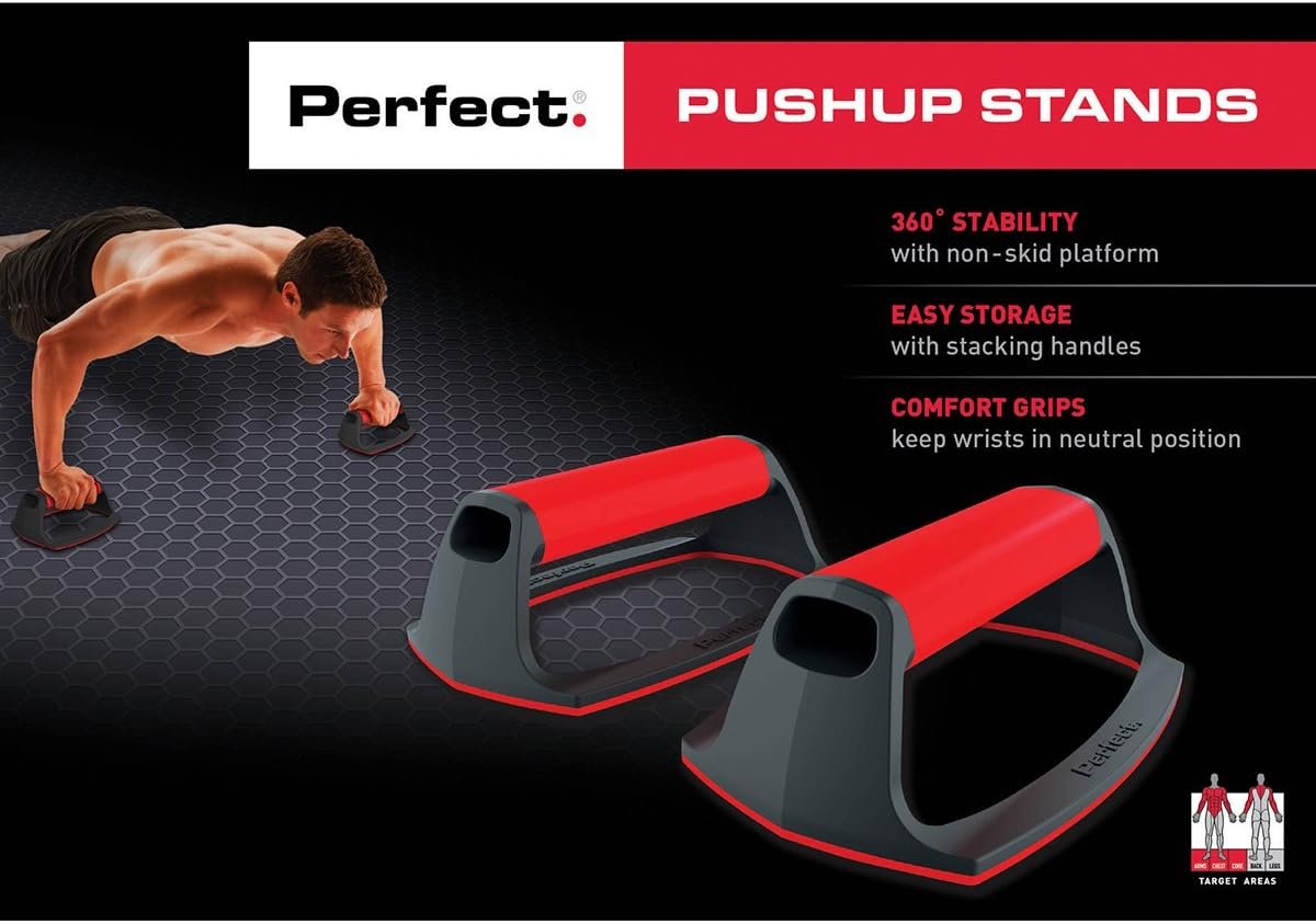 Perfect Fitness Pushup Stands- Enhance Your Workout And Engage More Muscles With Ergonomic Design and Non-Slip Bottom Treads - Image 3
