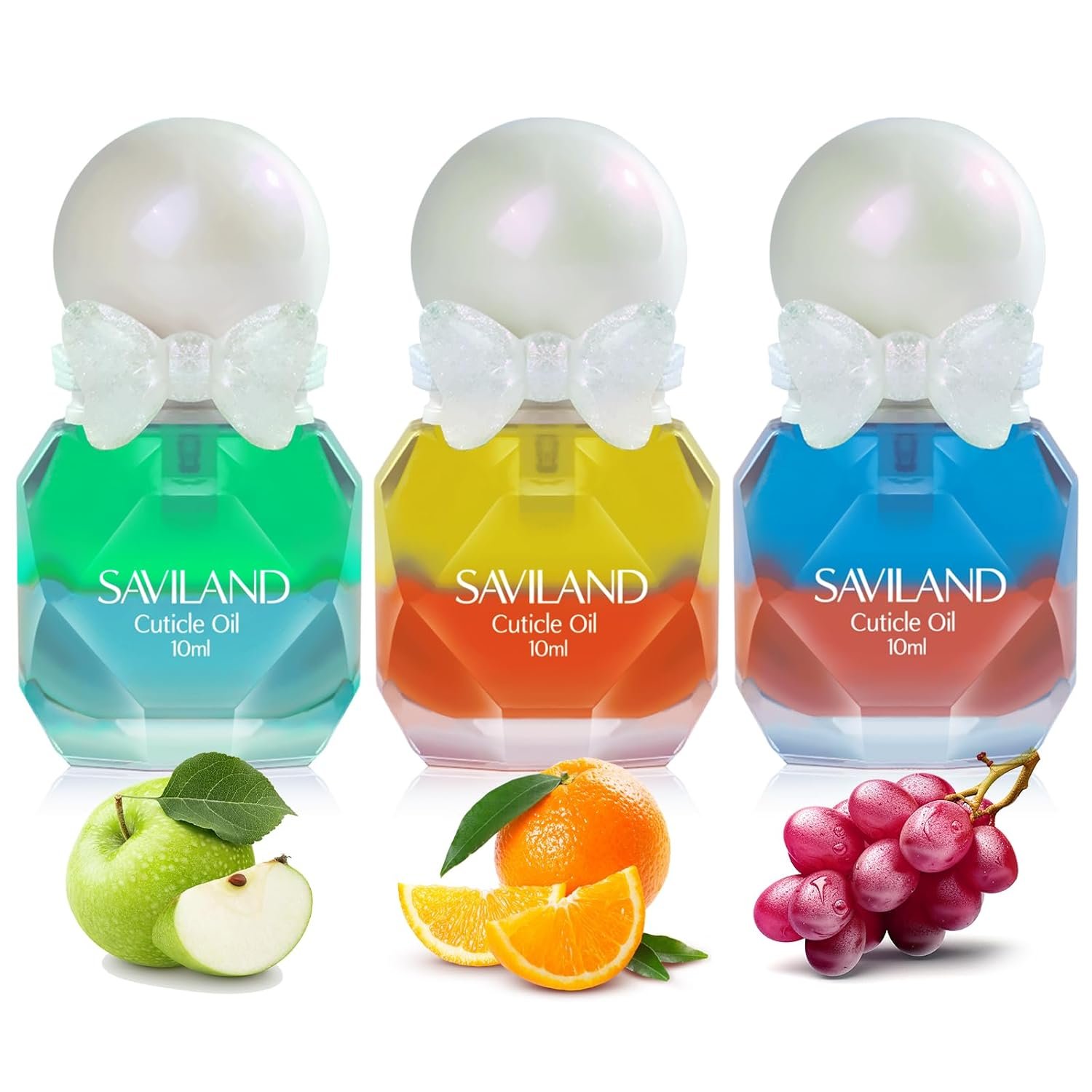 SAVILAND 3PCS Cuticle Oil Set, Nail Cuticle Protector Grapeseed Oil Nail Strengthener Oil for Thin Nails Growth Nail Hardener for Smoothing Nourishing - Image 2