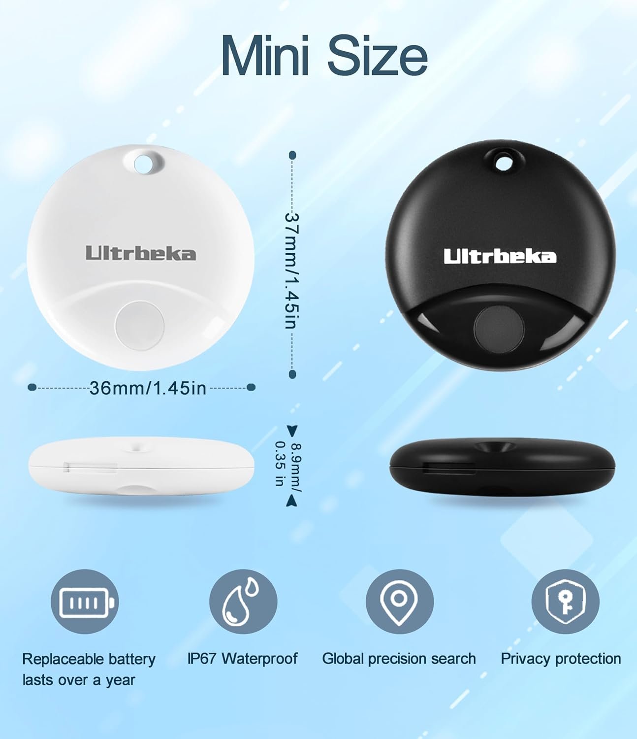 Air Tag 2 Pack Work with Apple Find My (iOS only), Item Finder Tag, Waterproof Mini Trackers for Bags, Luggage, Package, Comes with 2 Keyrings - Image 4