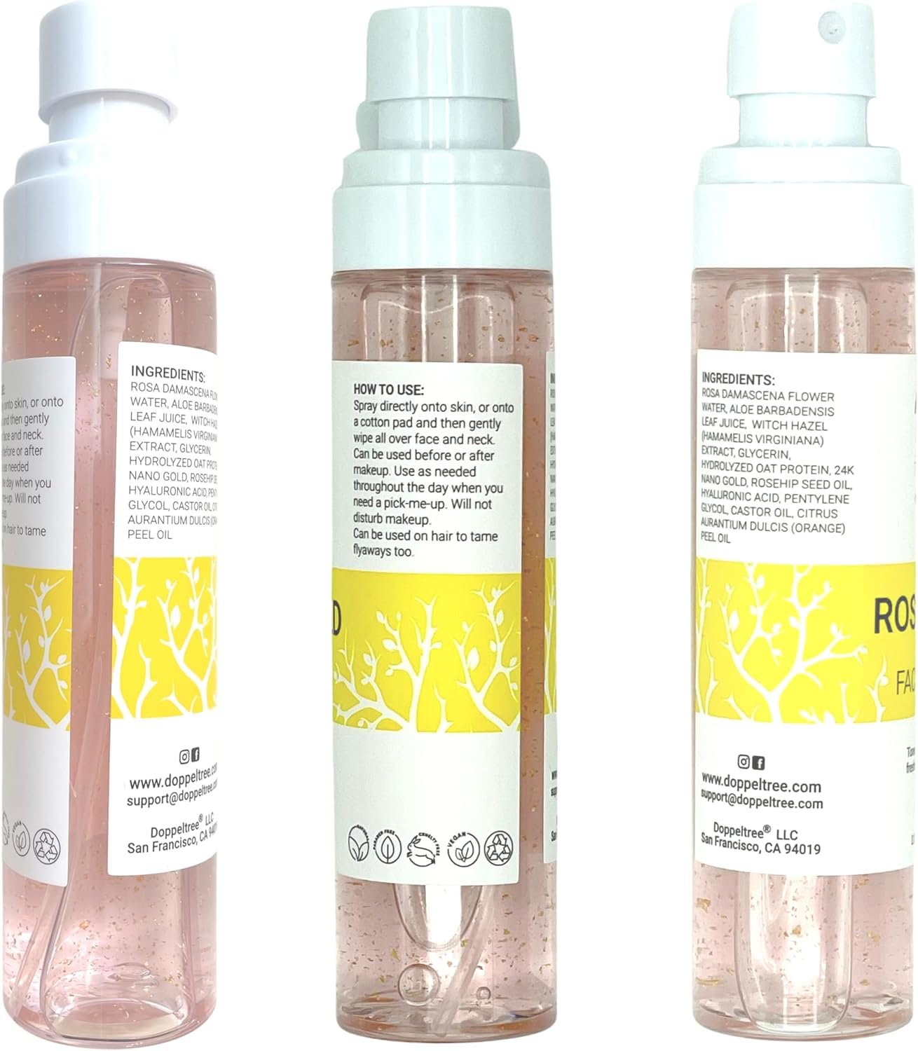 Hydrating Facial Spray Toner with Rosewater, Hyaluronic Acid, Rosehip Seed Oil and Aloe Vera - Mist for Face by Doppeltree - Formulated in San Francisco - Image 9