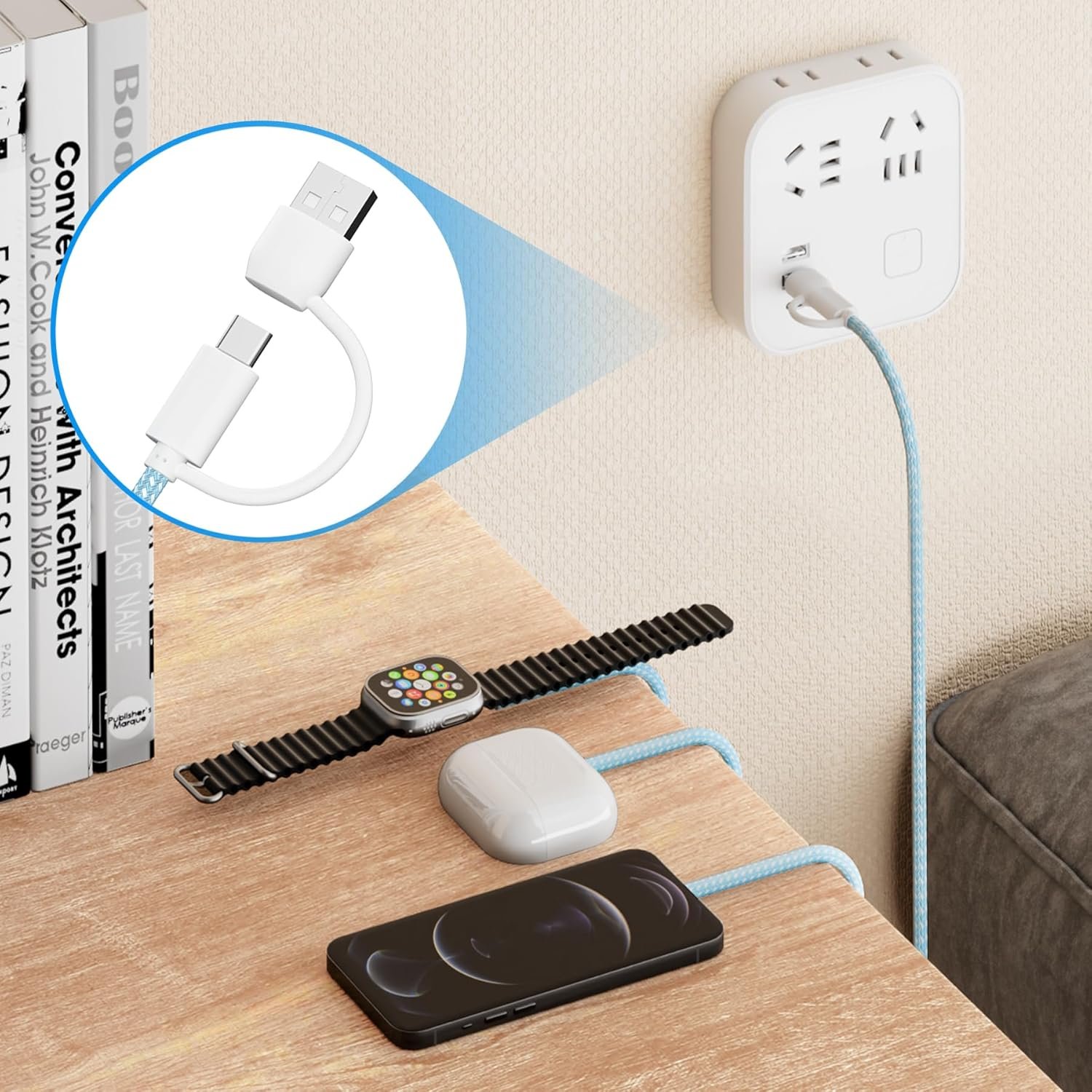 ๐๐ฉ๐ ๐ซ๐๐๐๐ ๐๐๐ฉ๐ข๐ ๐
๐๐ฌ๐ญ Charging USB C Watch Phone Charger 3 in 2 Cable, Compatible with Apple Watch Ultra SE Series 1-8, Universal Travel Multi Devices All in One Cord, 4FT/1.2M-Blue - Image 6