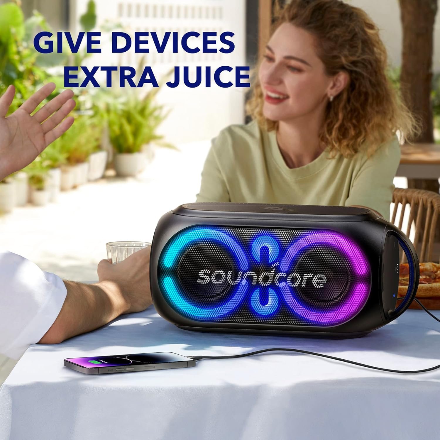 Anker soundcore Rave Party 2 Portable Speaker, 120W Stereo Sound, PartyCast 2.0, Light Show, IPX4 Water-Resistant, 16H Playtime, Mic Input, Custom EQ & Bass Up for Party, Tailgating, Backyard, Pool - Image 8