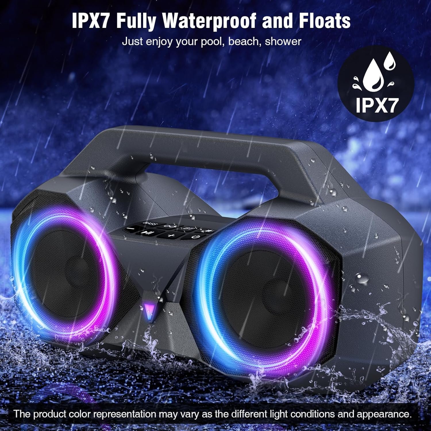 KMAG Portable Bluetooth Speaker - IPX7 Waterproof Wireless Speakers with 80W Loud HiFi Stereo Sound, 20H Playtime, Dynamic Light, Deep Bass, Dual Pairing, 5.3 BT for Outdoor, Gifts - Image 5