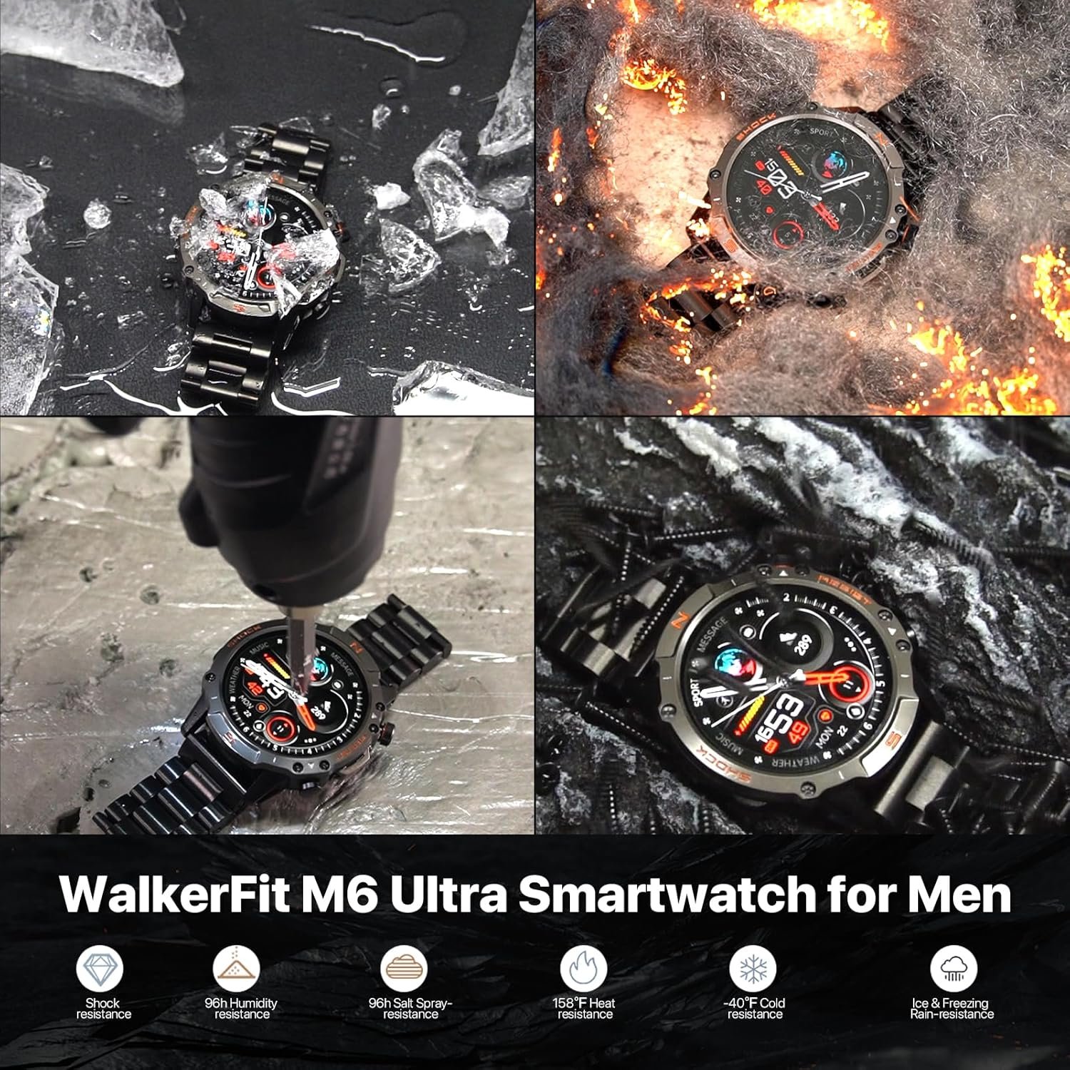 WalkerFit Smart Watch for Men- Answer/Dial Calls with 110 Sport Models,IP68 Waterproof Fitness Watch with Heart Rate Monitor,Android Smart Watch for iPhone Compatible, 1.43" AMOLED Display,Steel Black - Image 9