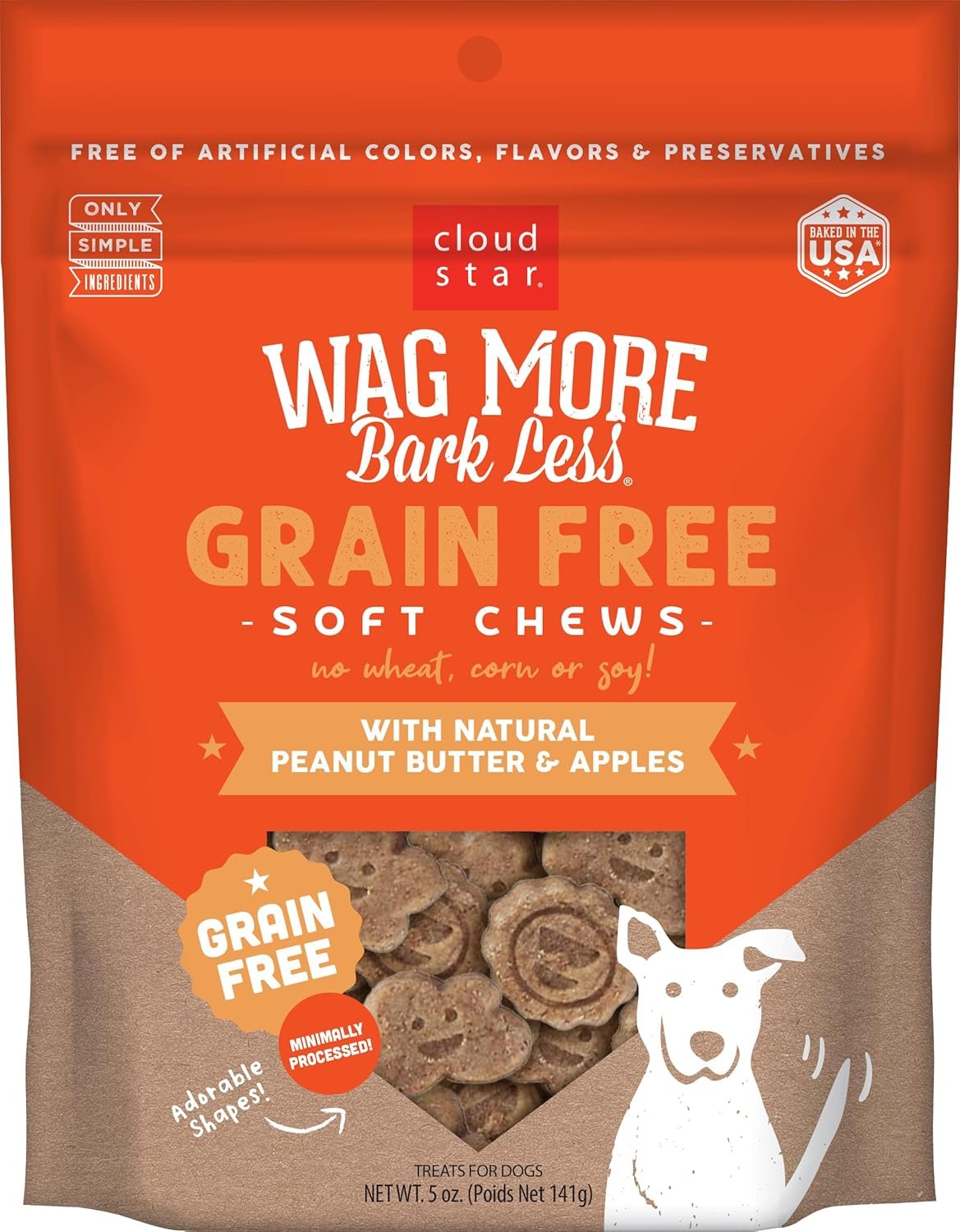 Cloud Star Corp, Wag More Bark Less Soft & Chewy Grain Free Peanut Butter & Apples Dog Treats - Image 2