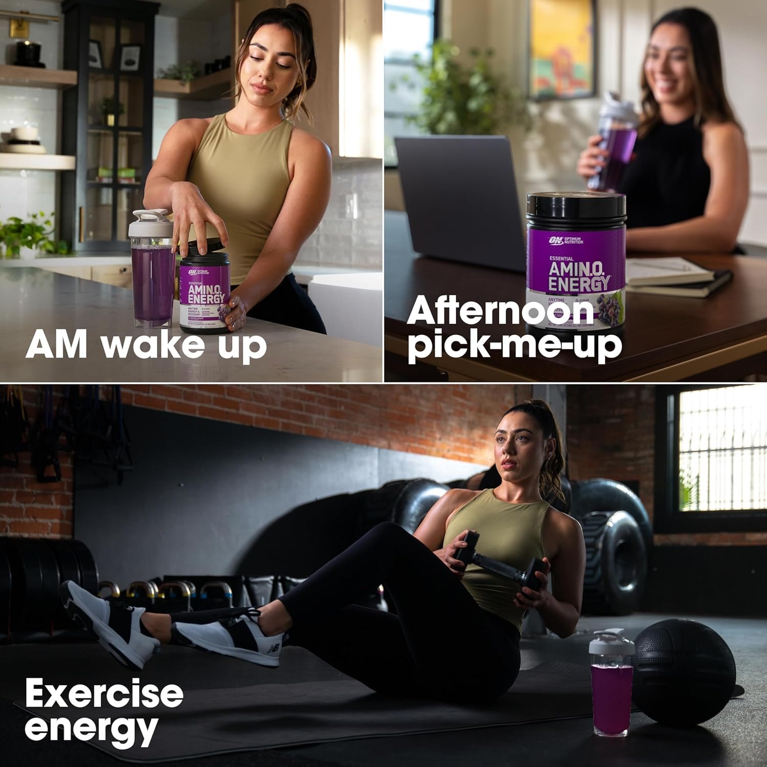 Optimum Nutrition Amino Energy - Pre Workout with Green Tea, BCAA, Amino Acids, Keto Friendly, Green Coffee Extract, Energy Powder - Concord Grape, 30 Servings - Image 4