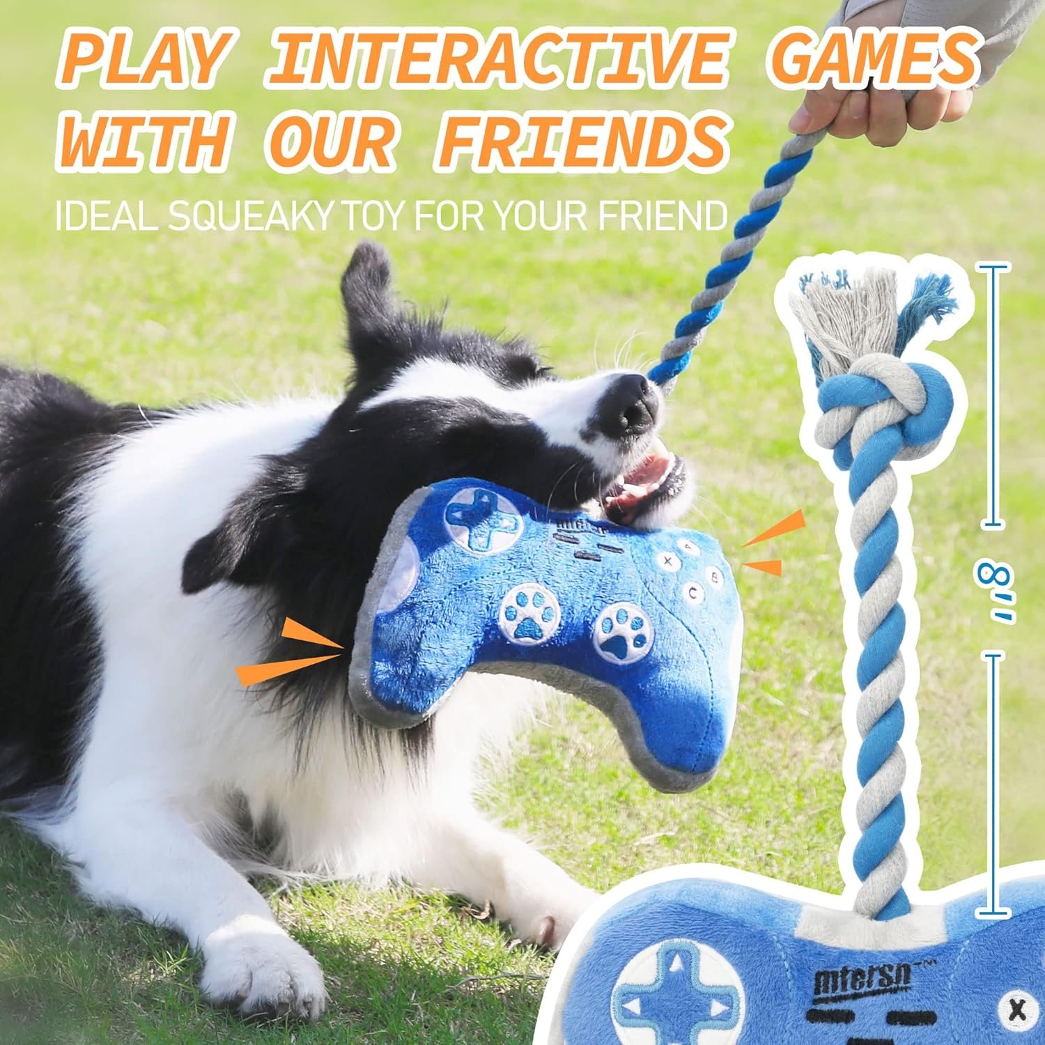 MTERSN Cute Squeaky Dog Toys : Blue Game Controller Plush Dog Toy and Funny Puppy Chew Toys with Full Crinkle Paper - Cool Dog Birthday Toys for Small, Medium and Large Dogs - Image 5