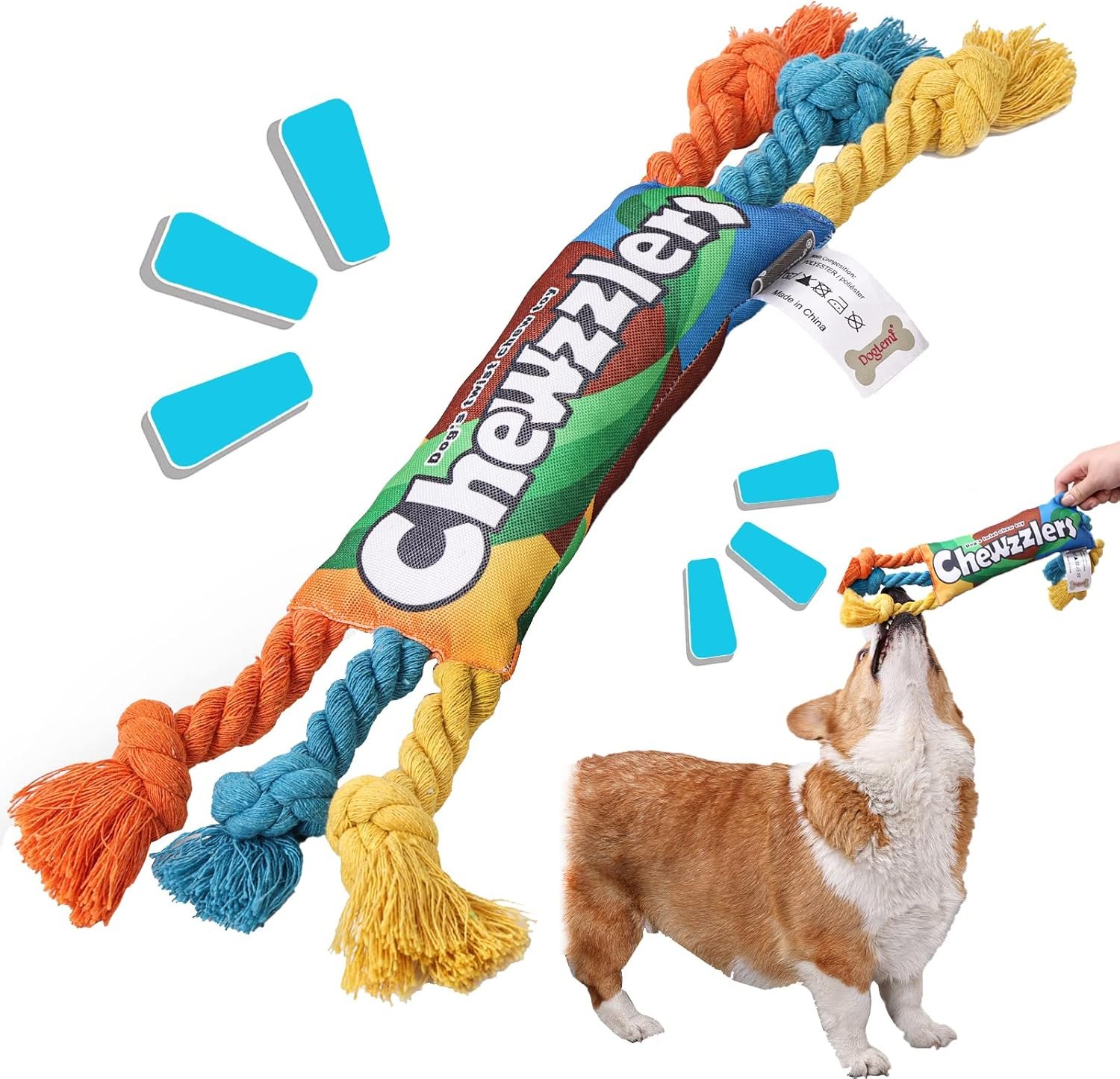 ETIAL Interactive Squeaky Toys for Aggressive Dogs Chew Toys Rope Toys - Rainbow Candy Shaped - Tough & Durable Toys for Small Medium and Large Breeds - Image 2