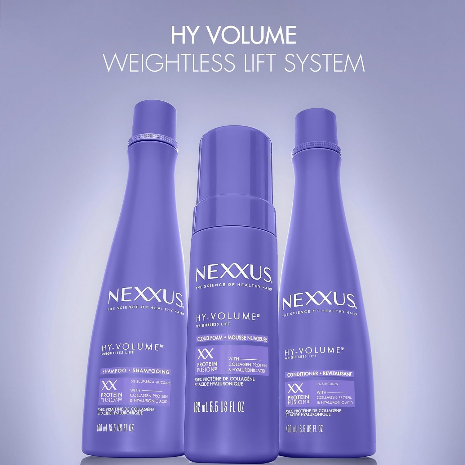 Nexxus HY-VOLUME Weightless Lift Shampoo PROTEIN FUSION with Collagen Protein & Hyaluronic Acid For Flat & Limp Hair for 48 Hours of Volume 13.5 Fl Oz - Image 12