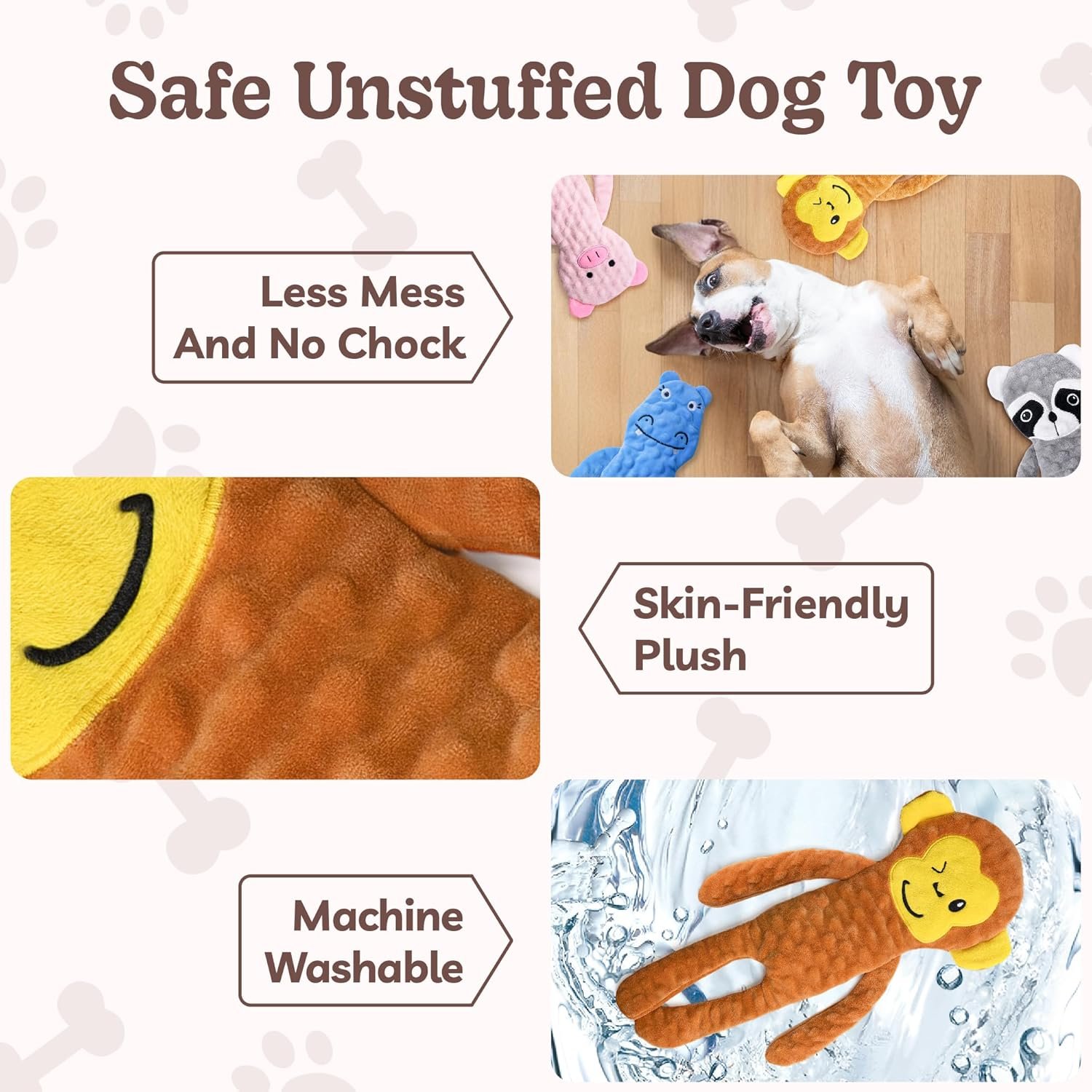 No Stuffing Dog Toys Squeaky for Small Dogs, Crinkle Puppy Teething Toys to Keep Them Busy, Plush Interactive Dog Toys, Long Lasting Dog Chews for Aggressive Chewers, Dog Toys for Boredom, 3 Pack - Image 8