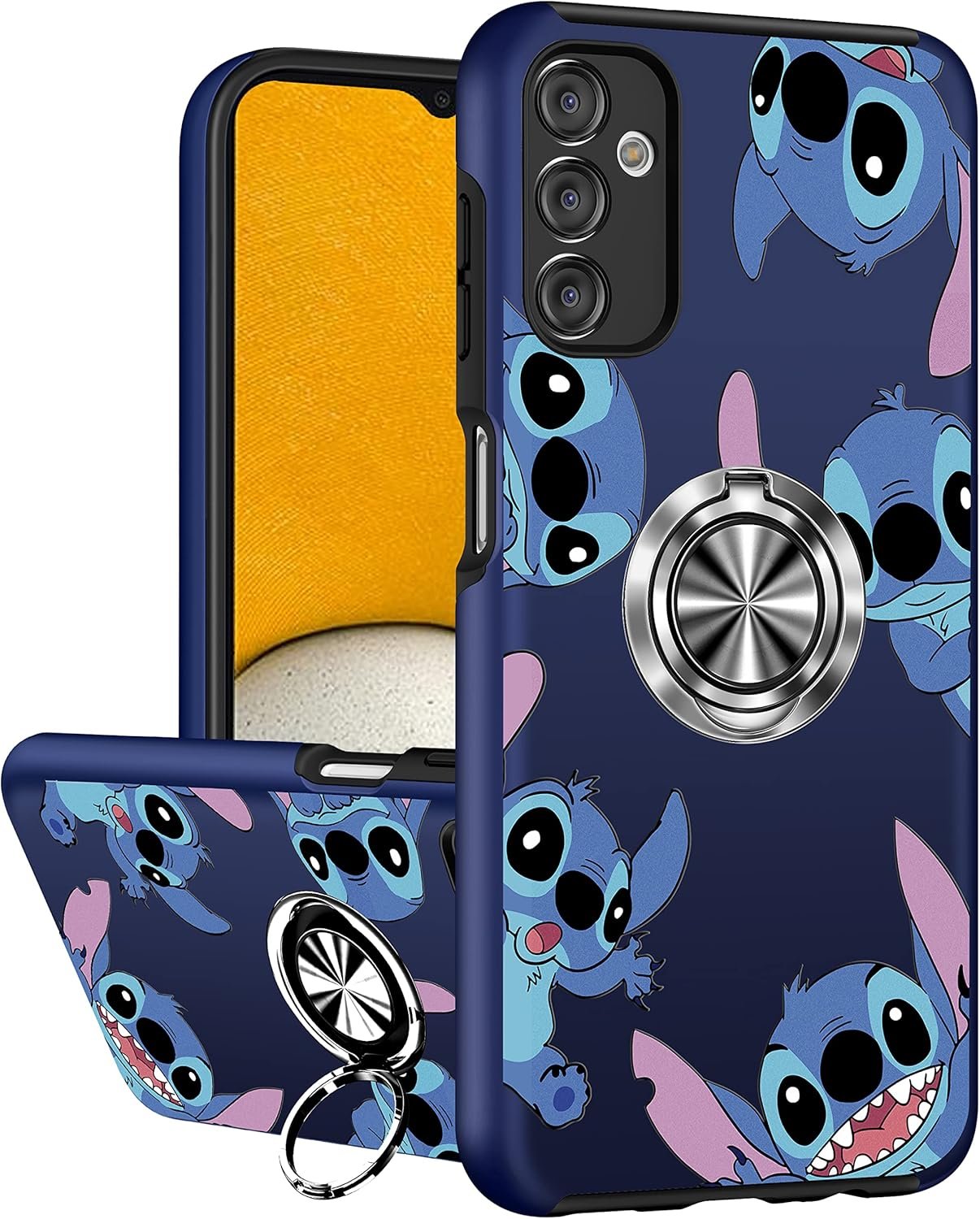 Joyleop Cute Cover for Galaxy A14 5G Phone Case Cartoon Funny Print for Girls Kids Pretty Girly with Ring Holder Stand Magnetic Kickstand Military Grade for Samsung A14 5G 6.6",Stit - Image 2