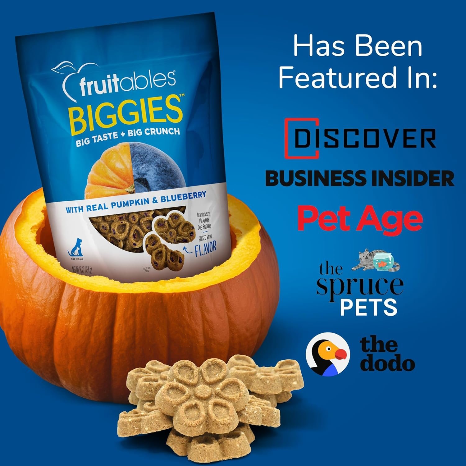 Fruitables Biggies Dog Biscuits – Crunchy Dog Biscuits Made with Pumpkin – Healthy Dog Treats Packed with Real Fruit Flavor – Free of Wheat, Corn and Soy – Peanut Butter & Banana – 16 oz - Image 9