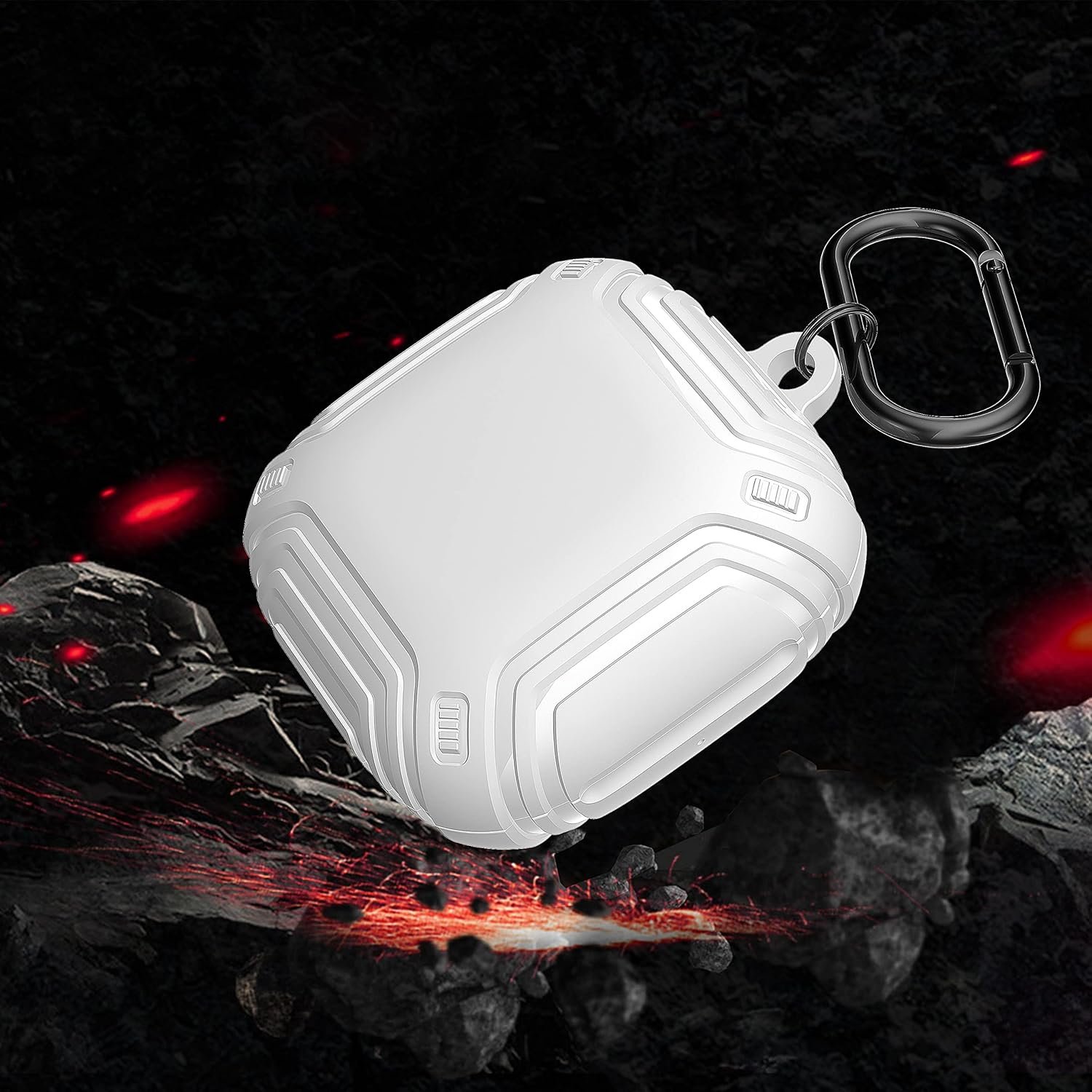 FINON Case for Beats Fit Pro Strap Stylish Carbon Pattern Simple Shockproof Lightweight Scratch-Resistant Shock-Absorbent (White, Beats Fit Pro) - Image 3