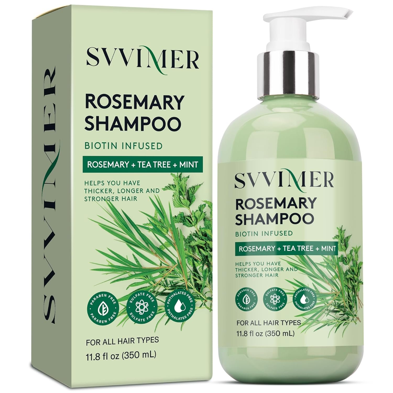 Rosemary Hair Growth Shampoo: Thickening and Regrowth Formula for Men & Women - Rosemary Mint Strengthening Shampoo with Tea Tree Oil Biotin - For Thinning Hair and Hair Loss 11.8 fl.oz - Image 2