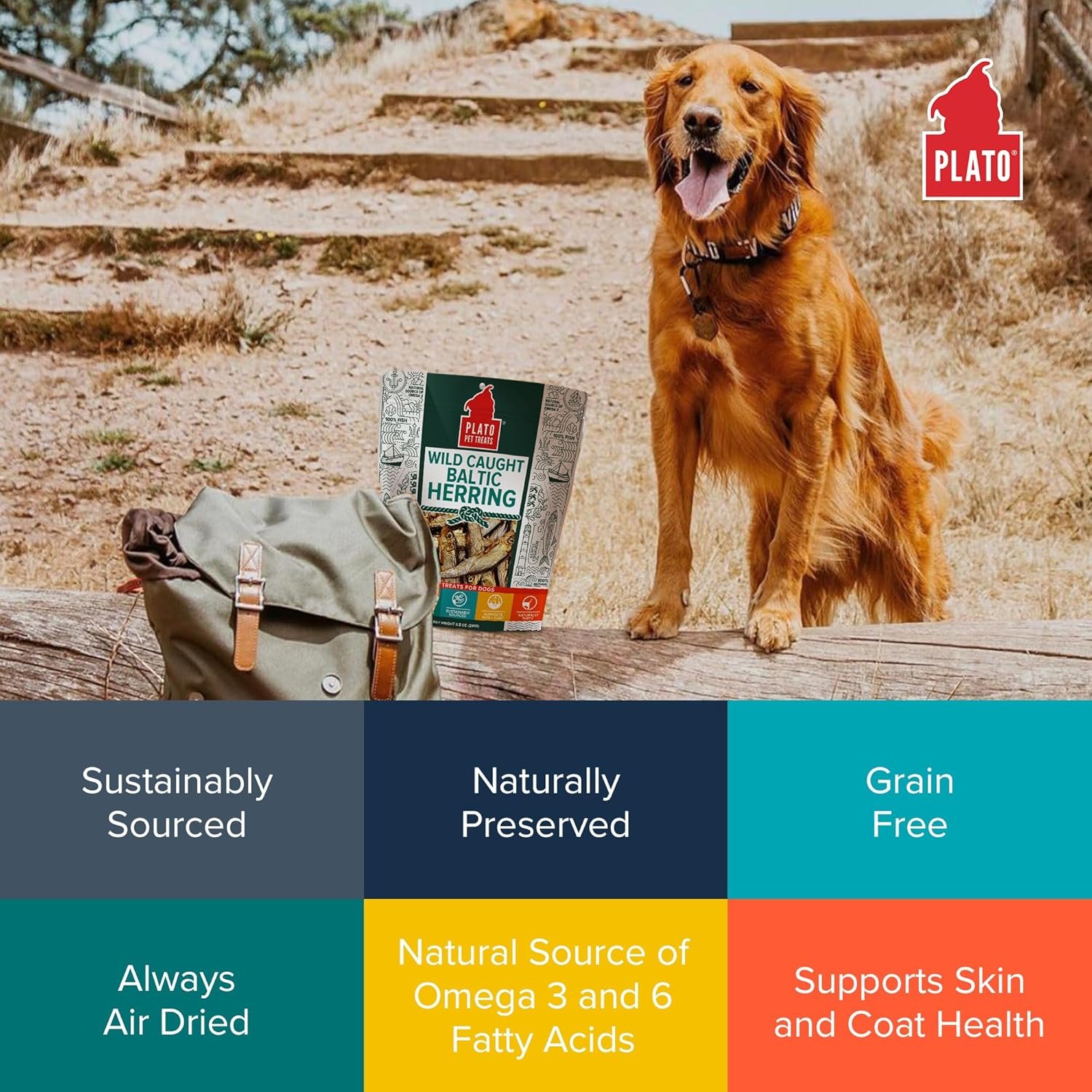 PLATO Pet Treats Fish Dog Treats - Air-Dried, Single Ingredient Dog Treat - with Omega 3 & 6 Fatty Acids to Support Skin and Coat - 100% Whole Fish - Wild Caught Baltic Herring Dog Treats - 3oz - Image 6