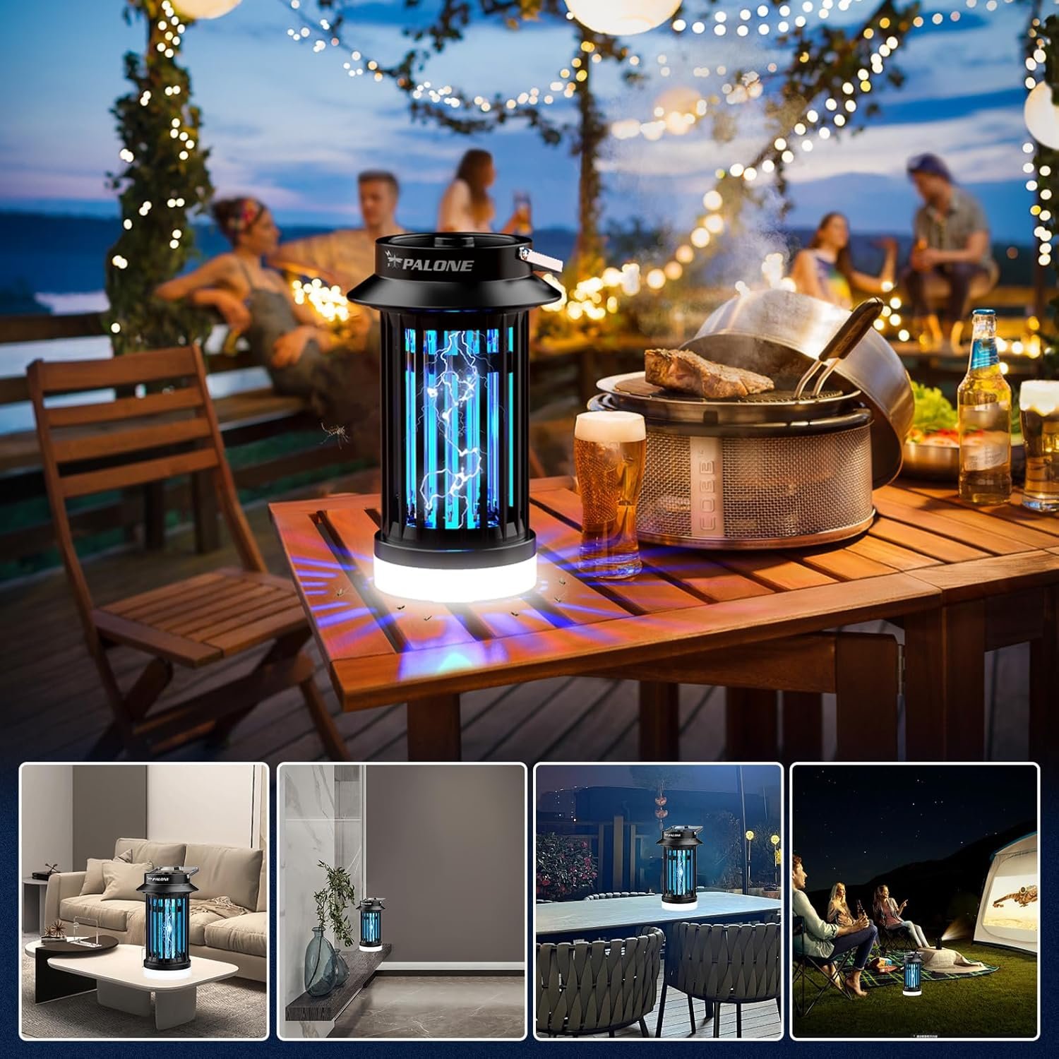 PALONE Bug Zapper for Outdoor Indoor, Mosquito Zapper Rechargeable Fly Killer, Portable Electric Fly Traps, Mosquito Killer, Insect Pest Control with LED Light for Backyard, Patio, Camping, Fishing - Image 8