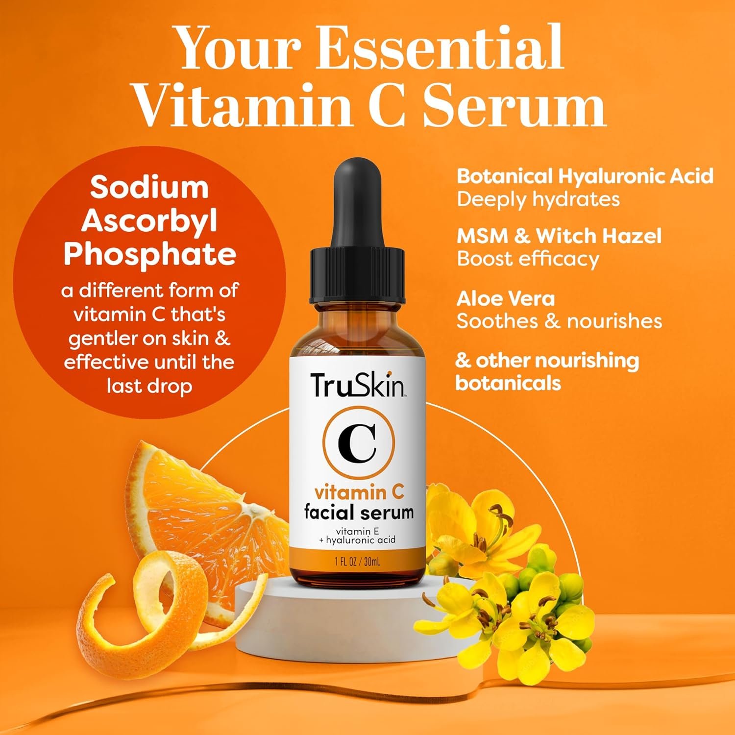 TruSkin Vitamin C Serum – Anti Aging Facial Serum with Vitamin C, Hyaluronic Acid, Vitamin E & More – Brightening Serum for Dark Spots, Even Skin Tone, Eye Area, Fine Lines & Wrinkles, 1 Fl Oz - Image 3