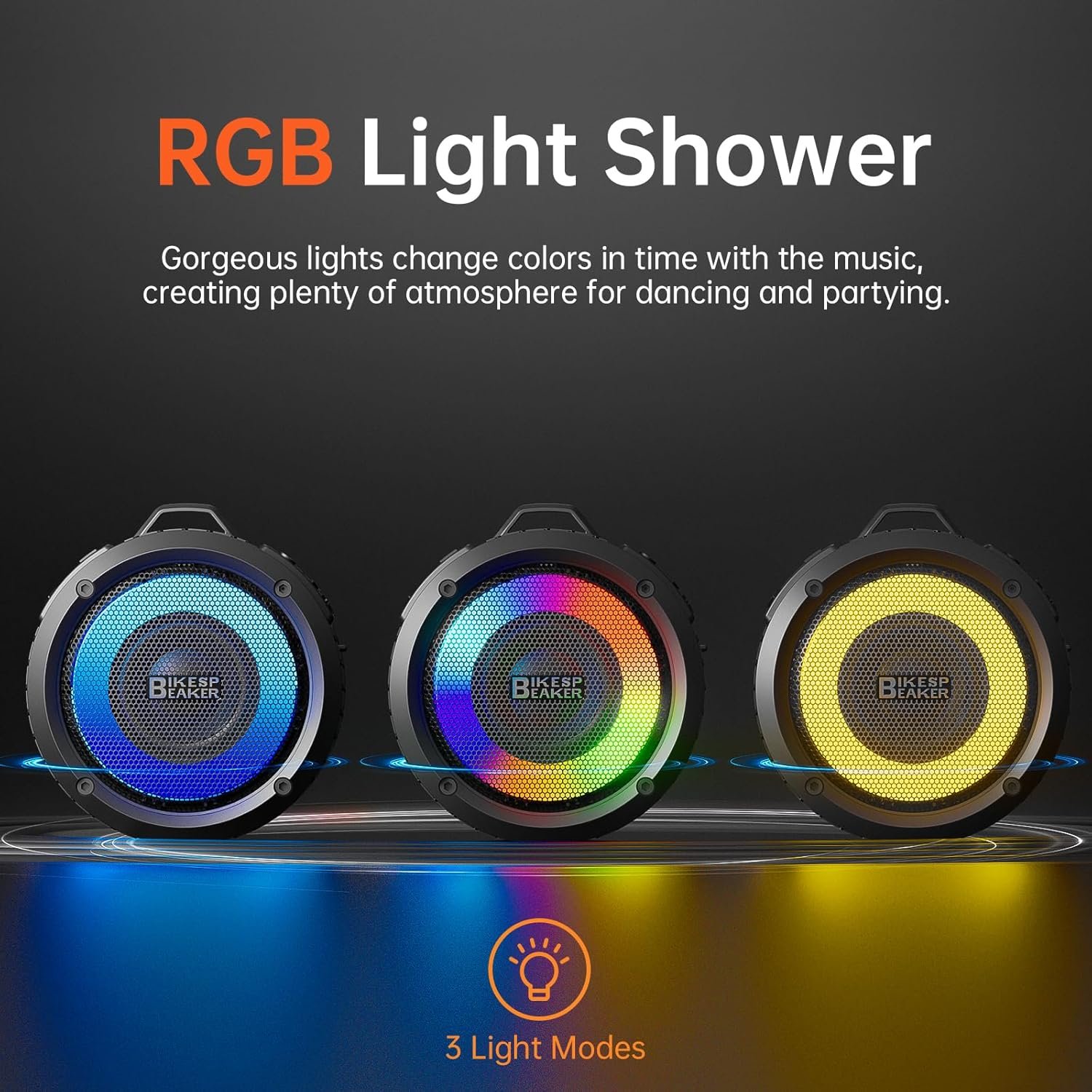 Bluetooth Shower Speaker, Upgraded Portable Shower Speakers Wireless Bluetooth 5.4, IP7 Waterproof Speakers with LED Lights, 12H Playtime, Suction Cup, Lanyard, Handsfree for Pool Bathroom Beach Party - Image 3
