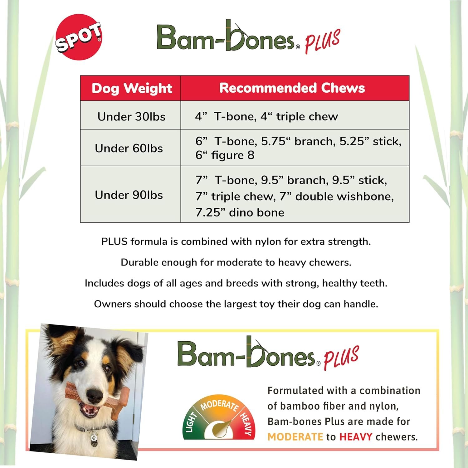 SPOT Bam-bones PLUS Bamboo Stick – Bamboo Fiber & Nylon, Durable Long Lasting Dog Chew for Aggressive Chewers – Great Toy for Adult Dogs & Puppies under 60lbs, Non-Splintering, 5.25in, Chicken Flavor - Image 3