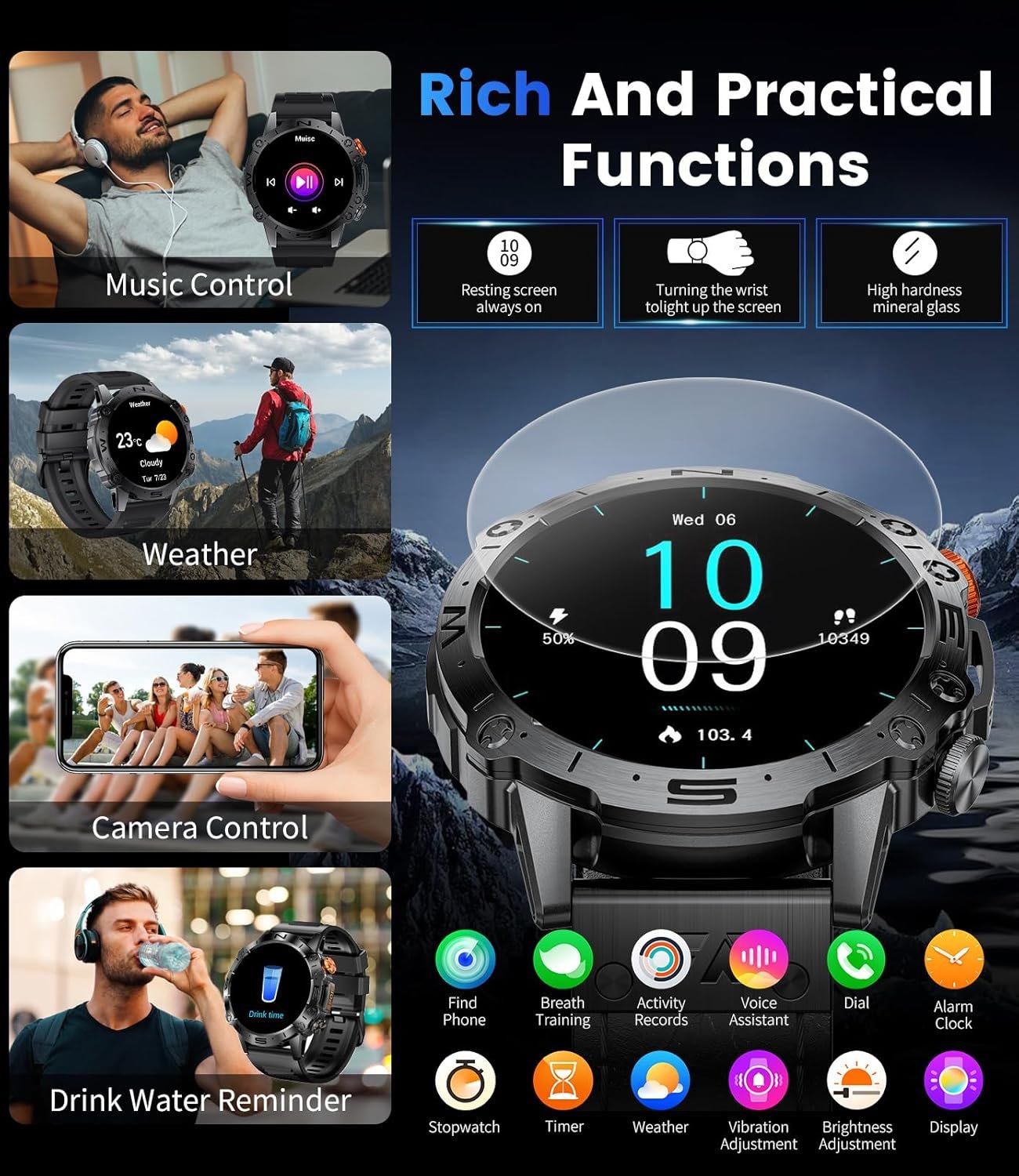 Smart Watches for Men with AI Voice/Bluetooth Call,1.43”AMOLED Always On Display,126+ Sports Modes,60-Day Battery Life,5ATM Waterproof Fitness Tracker with Health Monitor (Leather) - Image 10