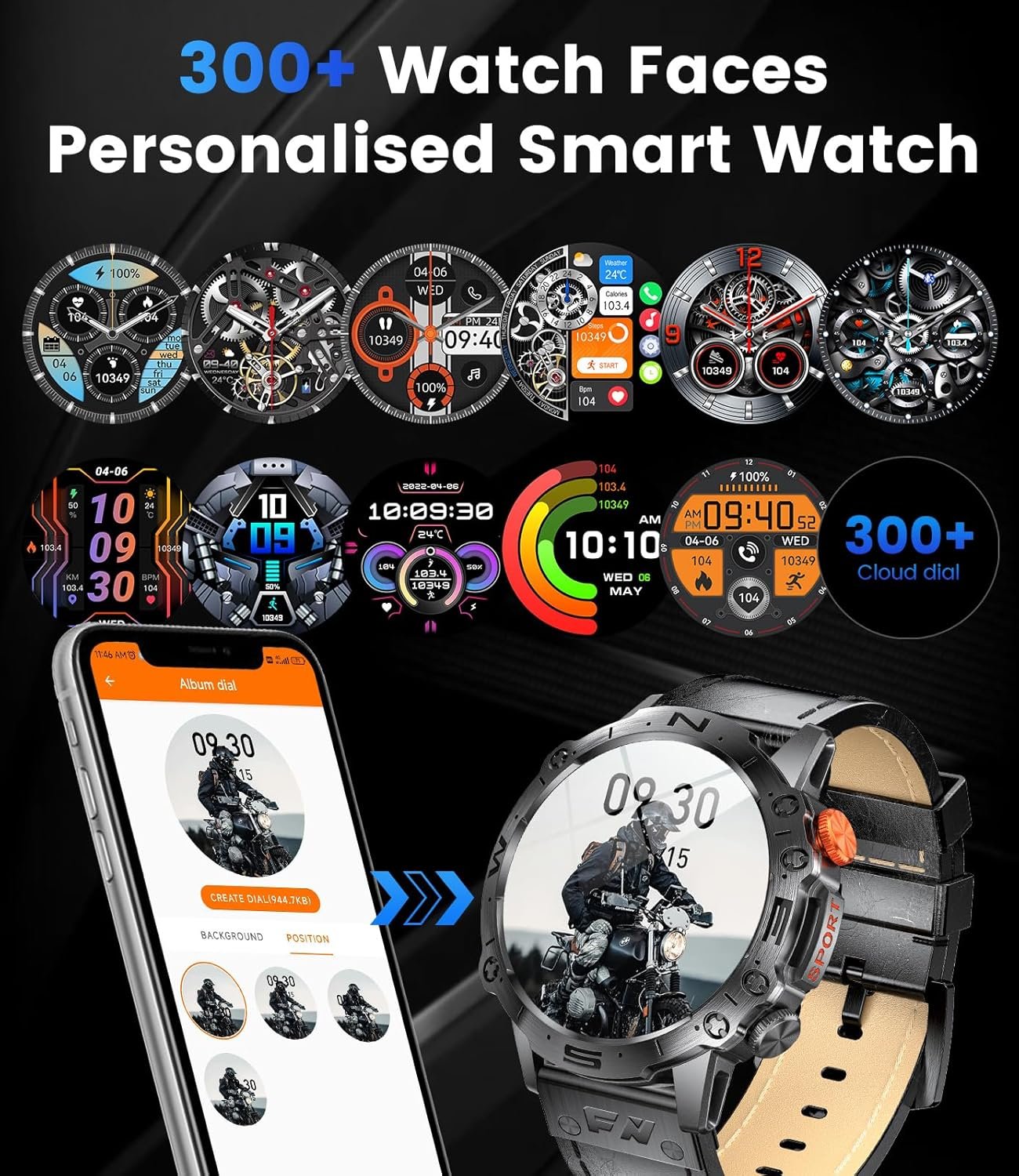 Smart Watches for Men with AI Voice/Bluetooth Call,1.43”AMOLED Always On Display,126+ Sports Modes,60-Day Battery Life,5ATM Waterproof Fitness Tracker with Health Monitor (Leather) - Image 5