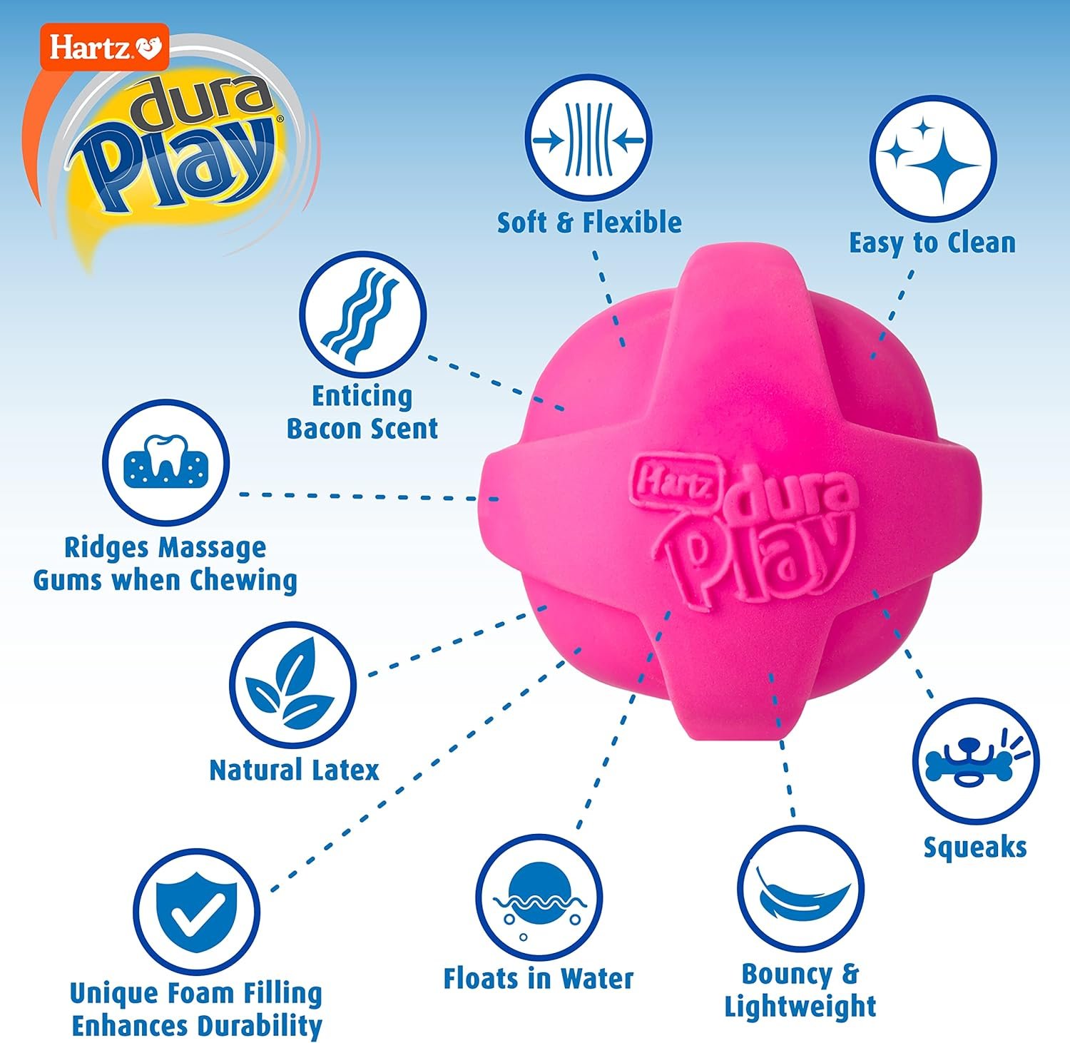 Hartz DuraPlay Bacon Scented Dog Toys, Small (Assorted Color) - Image 3