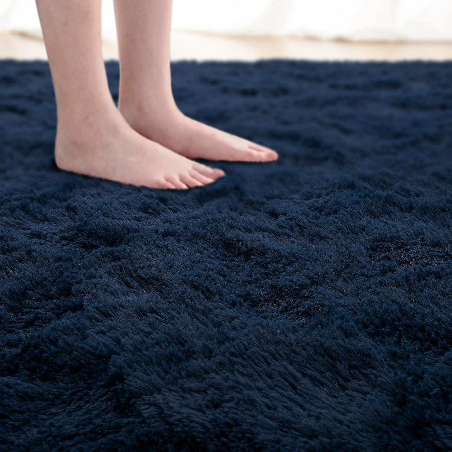 Softlife Rug for Bedroom 4x5.3 Feet Area Rug for Living Room Soft Shaggy Rugs for Kids Room Fluffy Fuzzy Carpet Long Plush Bedside Rug Nursery Christmas Home Christmas Decor for Boys Girls, Navy Blue - Image 7
