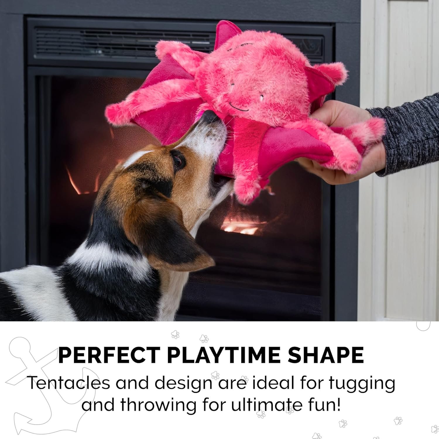 Furhaven Crinkle & Squeaky Plush Dog Toy for Small/Medium Dogs, Washable w/ Ruff Stuff Reinforcement - Kraken the Vampire Squid Plush - Vibrant Pink, One Size - Image 6