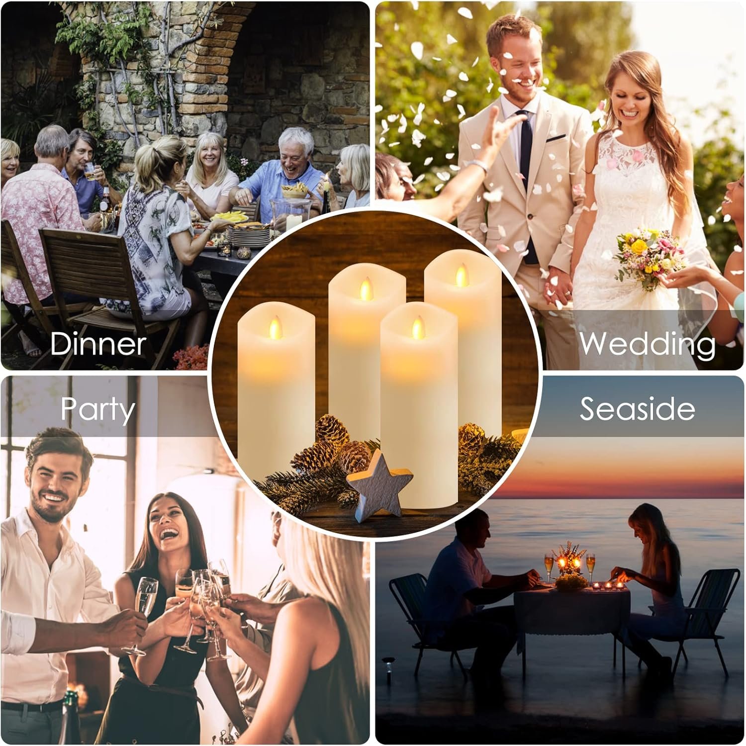 24 Pack Flameless Candles Battery Operated Waterproof Led Candles (D:2.2" X H:3" 4" 5") Candles with 4 Remotes Control for Wedding, Party, Birthday, Outdoor/Indoor Decoration - Image 7