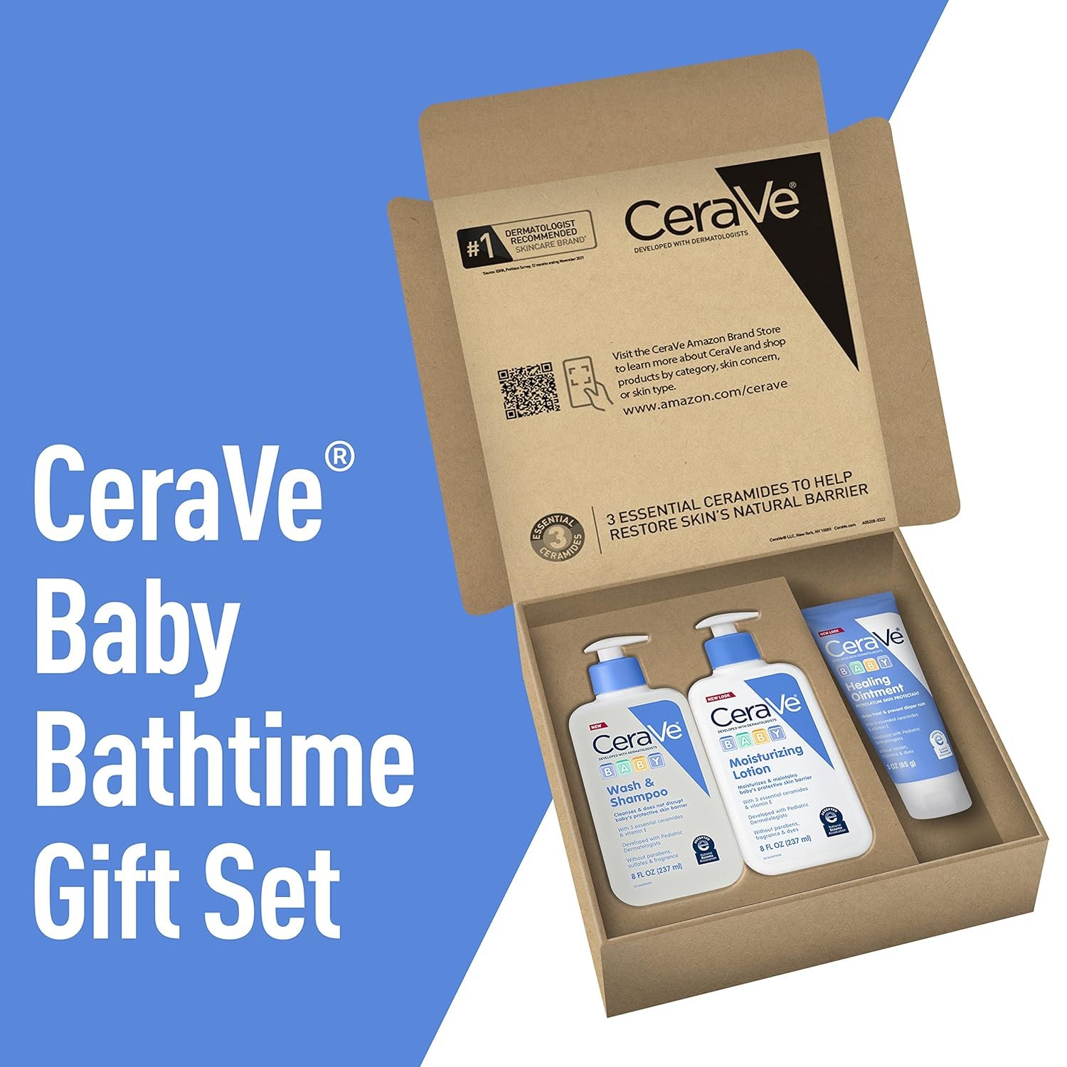 CeraVe Baby Bath Set, 8oz Baby Wash & Shampoo + 8oz Baby Moisturizing Lotion + 3oz Baby Healing Ointment, Fragrance, Parabens, Phthalates, & Tear Free Baby Bath Essentials, Baby Skin Care Gift Set - Image 3