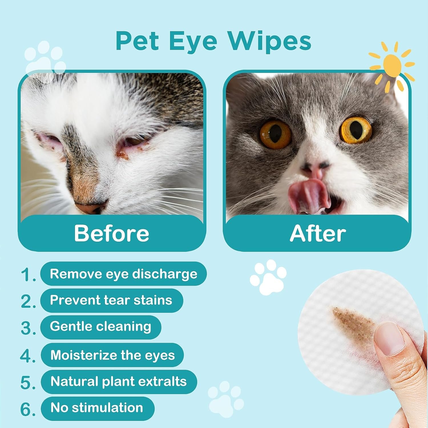 Dog Teeth Cleaning Wipes Dog Eyes Wipes Dog Ear Wipes Finger (3 Pack 200 Wipes) Pet Cleaning Wipes Kit,Dog Wipes Cleaning Deodorizing for Removing Plaque and Tartar & Ear Wax & Eye Secretions - Image 6