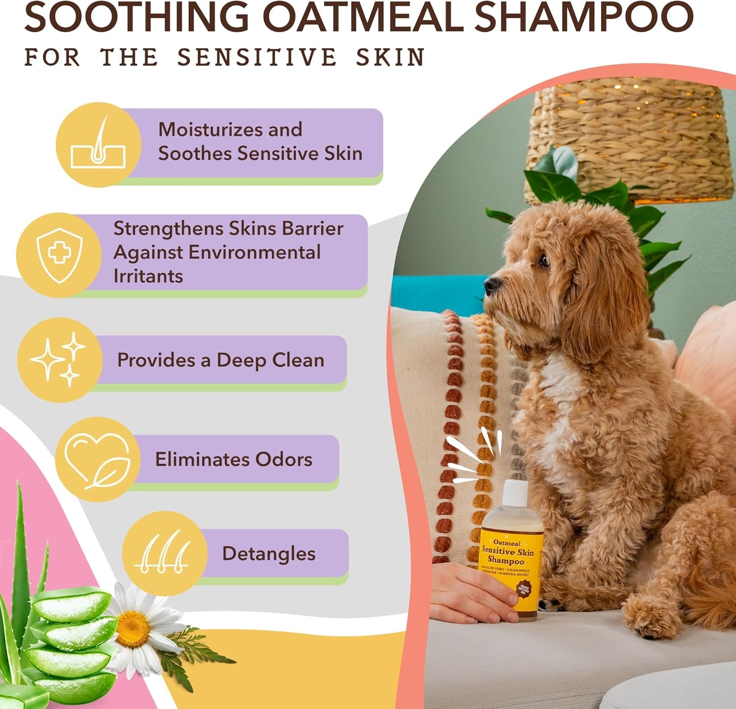 Natural Dog Company Oatmeal Shampoo for Dogs with Sensitive Skin, Ideal Anti Itch Dog Shampoo and Puppy Shampoo Oatmeal Itch Relief Dog Dandruff Shampoo, Aloe Itchy Skin Relief for Dogs 12 oz - Image 4