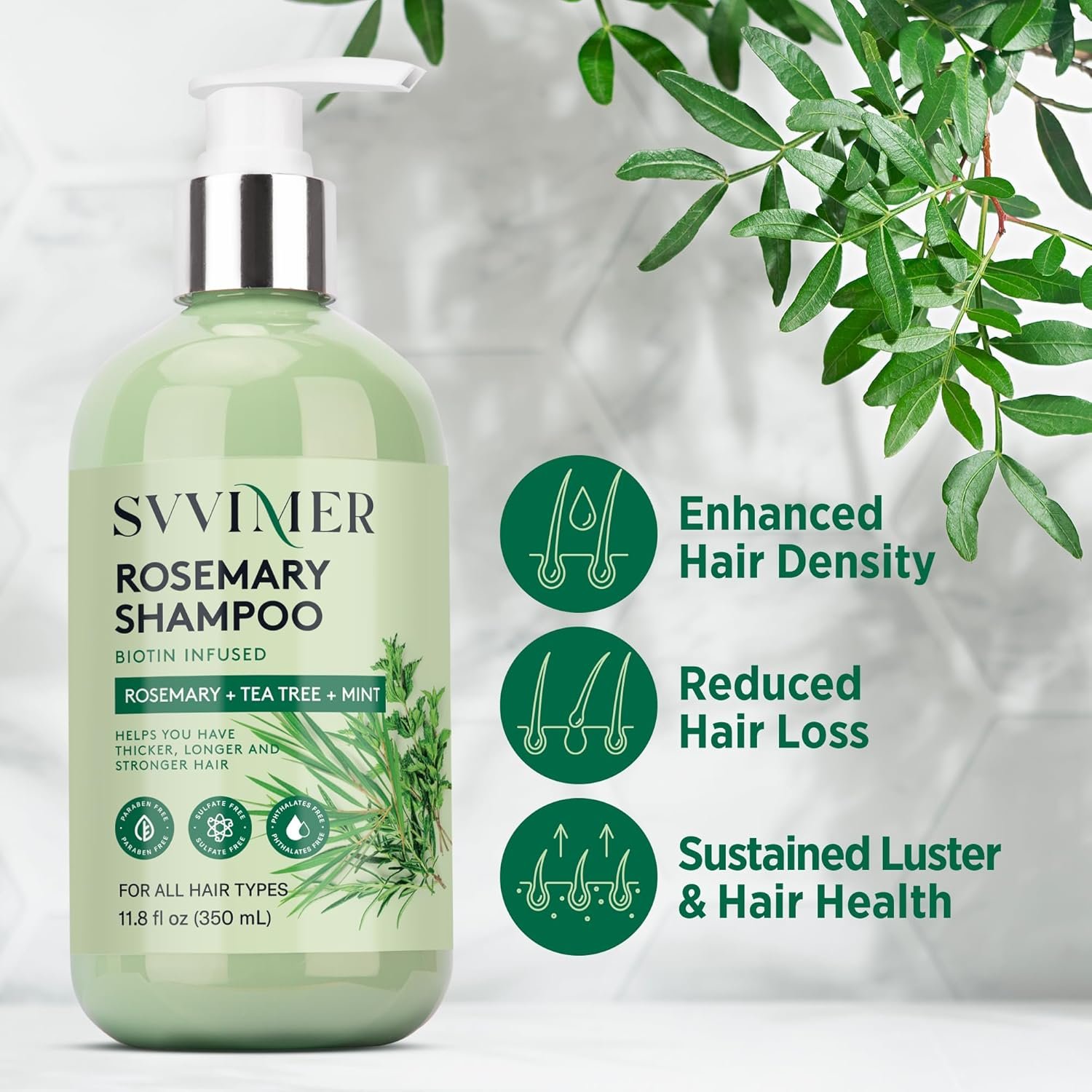 Rosemary Hair Growth Shampoo: Thickening and Regrowth Formula for Men & Women - Rosemary Mint Strengthening Shampoo with Tea Tree Oil Biotin - For Thinning Hair and Hair Loss 11.8 fl.oz - Image 6