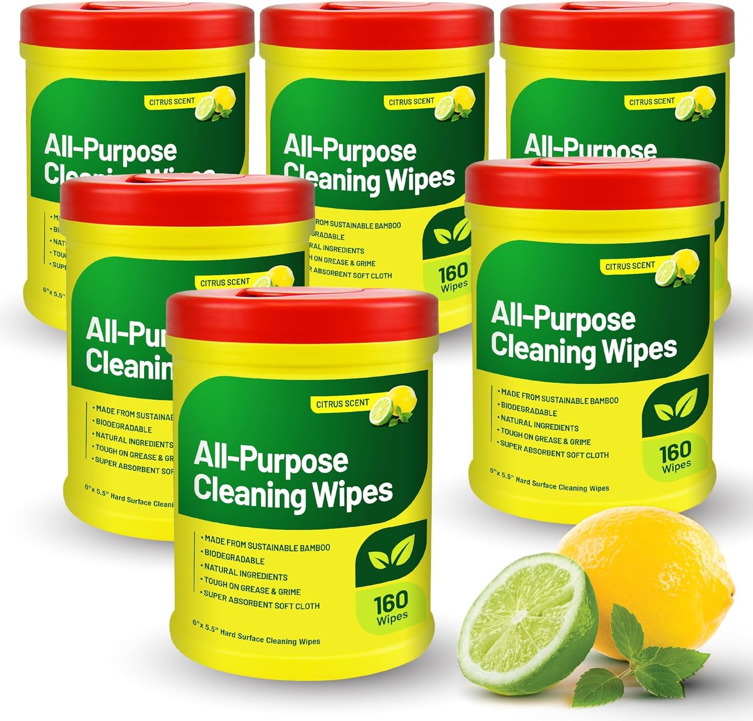 RTS Companies Inc All-Purpose Cleaning Wipes, Citrus Scent, Biodegradable, Multi-Surface, 160 Wipes (6 Pack) - Image 2