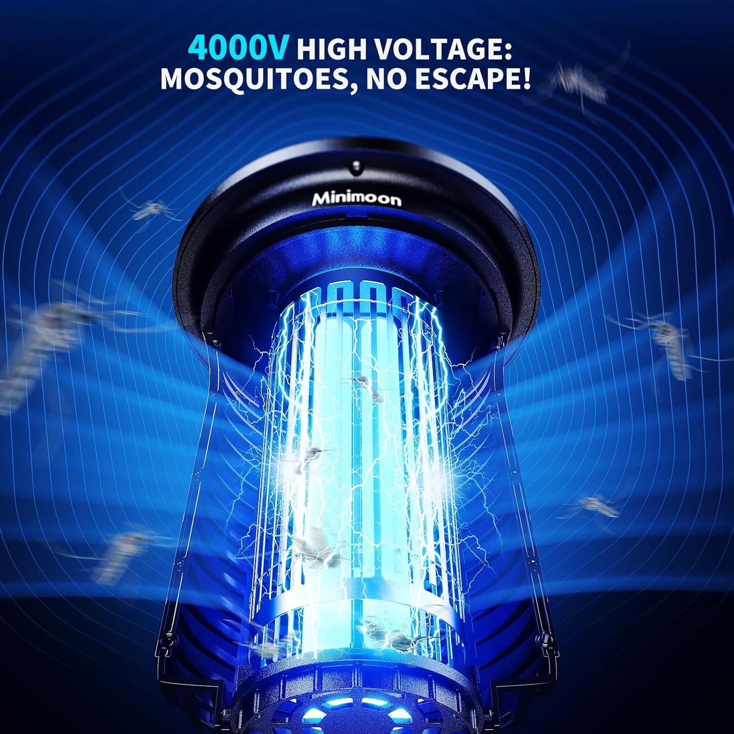 Minimoon Bug Zapper Outdoor 4000V Electric Mosquito Zapper Plug-in Fly Zapper with 18w Replaceable Bulb,5.9 FT Power Cord, Fly Traps Outdoor for Backyard Patio Balcony Garage - Image 3