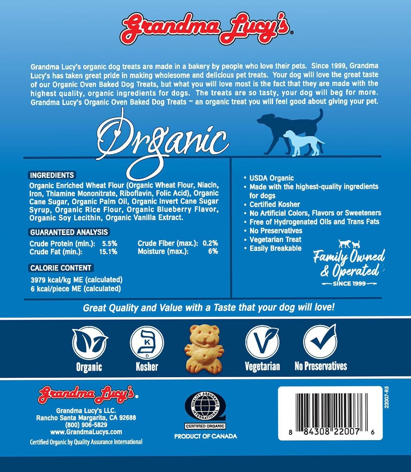 Grandma Lucy's Organic Oven Baked Dog Treats - Blueberry, 14 oz - Image 3