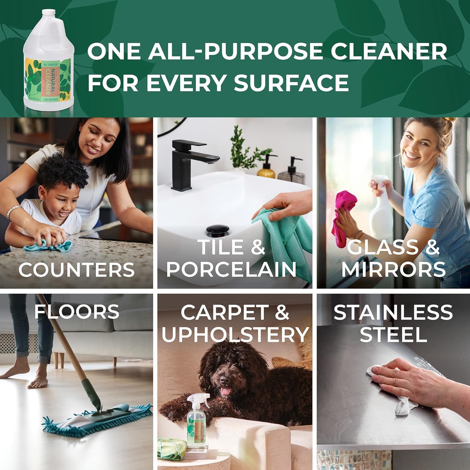 PathoPure Natural All-Purpose Cleaner Concentrate - Unscented, Non-Toxic for Cleaning Kitchen, Bathroom, Glass, Floor, Carpet & Upholstery Stains - 1 Gallon (Makes 64 Bottles) - Image 3