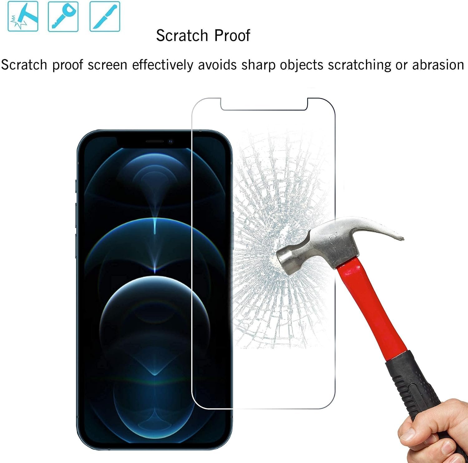 Ailun Glass Screen Protector Compatible for iPhone 12 pro Max 2020 6.7 Inch 3 Pack and【Eye Protection】 Anti Blue Light 2 Pack Screen Protector for iPhone 12 Pro Max+2 Pack Camera Lens Protector - Image 5