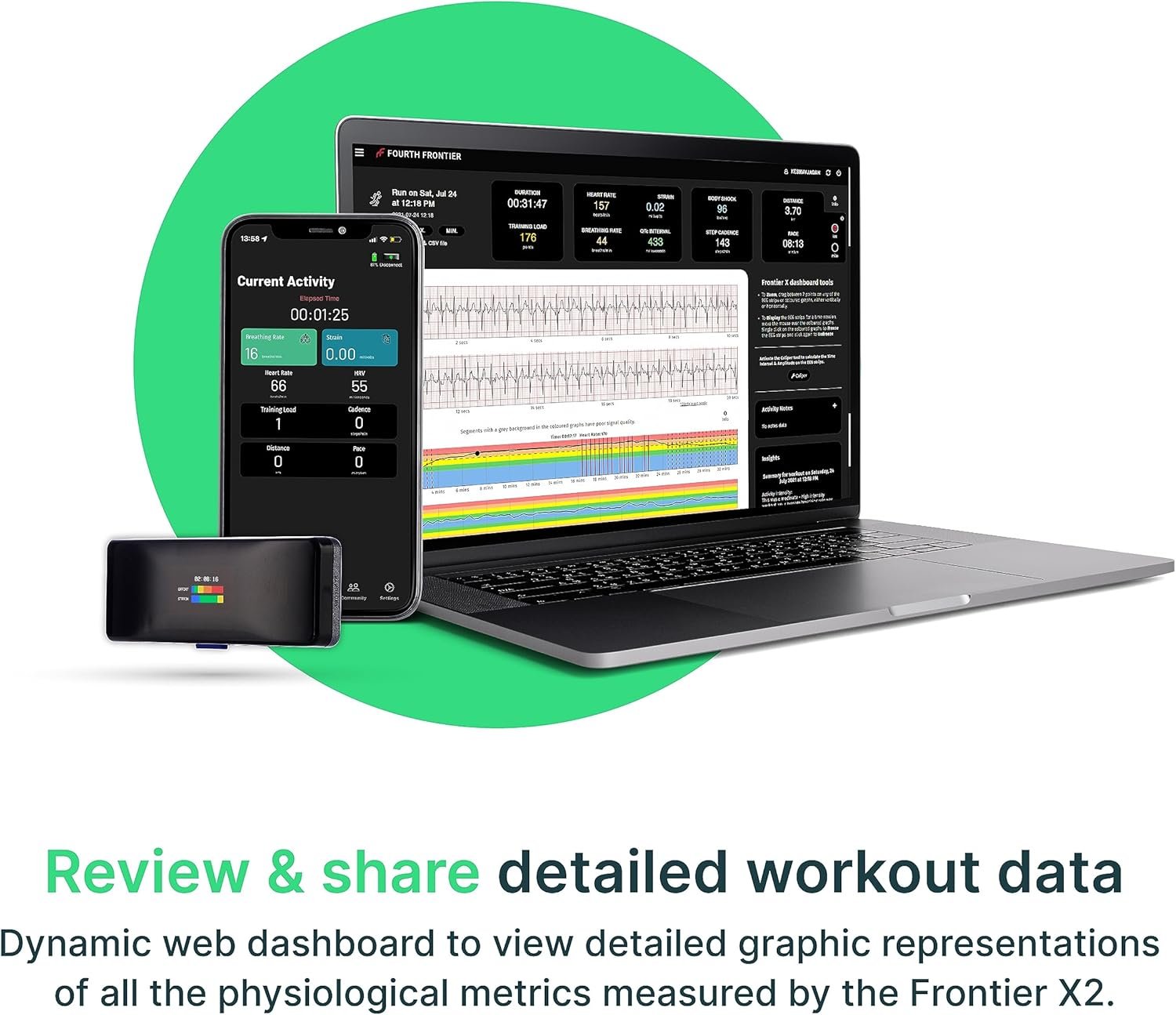 Frontier X2 Smart Heart Rate Monitor Chest Strap, Wireless Heart Health Monitor with Strain, Breathing Rate, and Fitness Tracking with Continuous Heart Rate Monitoring - Image 8