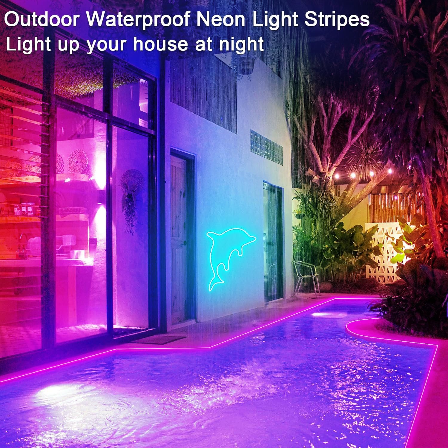 50ft RGB LED neon Rope Lights LED neon Strip Lights with Remote Control/APP Control IP65 24V Waterproof Flexible Neon LED Strip Lights,Led Lights for Bedroom Room Outdoors Decor - Image 5