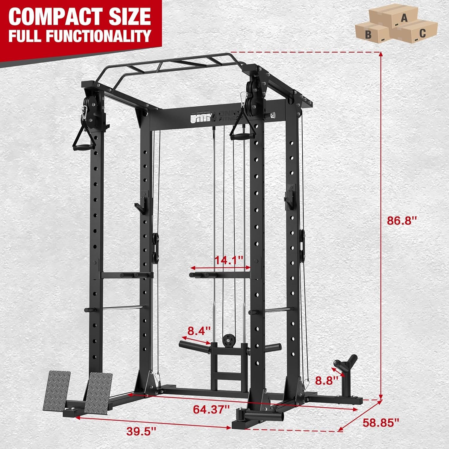 ONNO Power Cage,1500LBS Power Rack with Adjustable Cable Crossover System,Multi-Function Workout Cage,Squat Rack for Home Gym F2 and More Training Attachment - Image 3