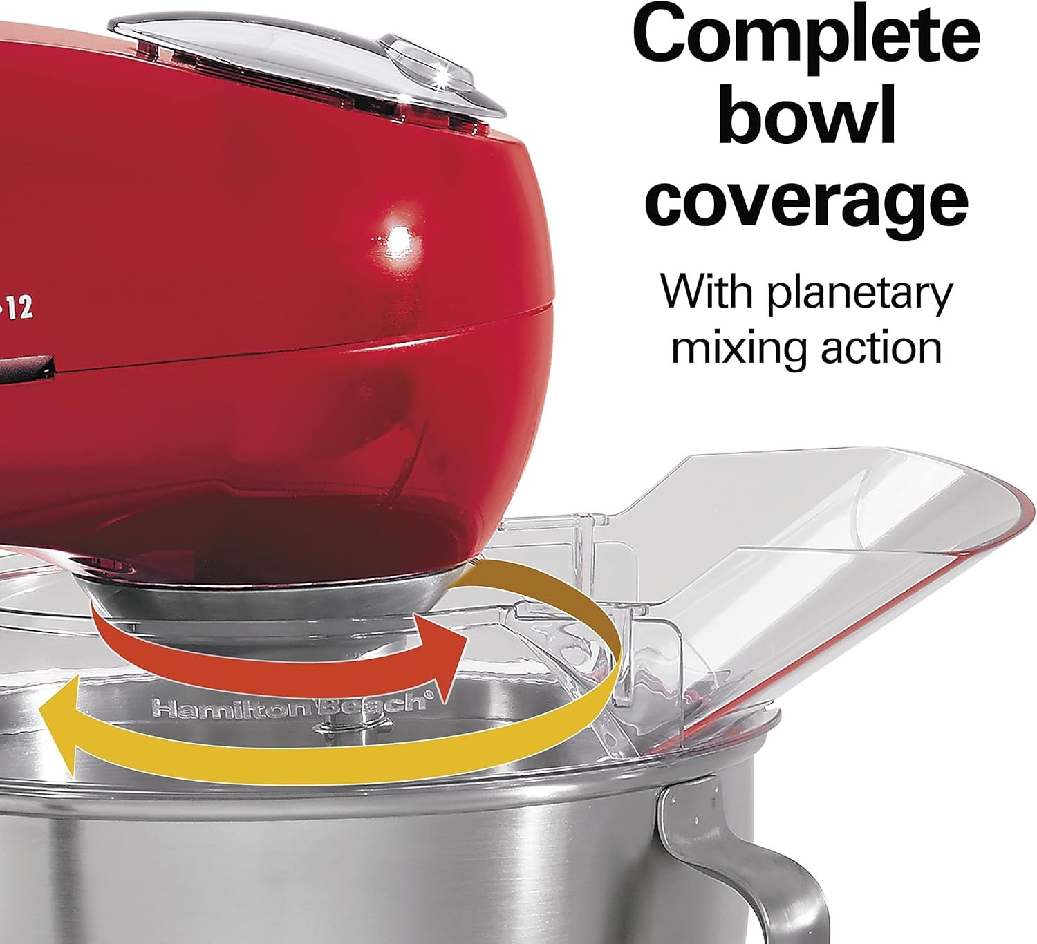 Hamilton Beach All-Metal 12-Speed Electric Stand Mixer, Tilt-Head, 4.5 Quarts, Pouring Shield, Red - Image 7