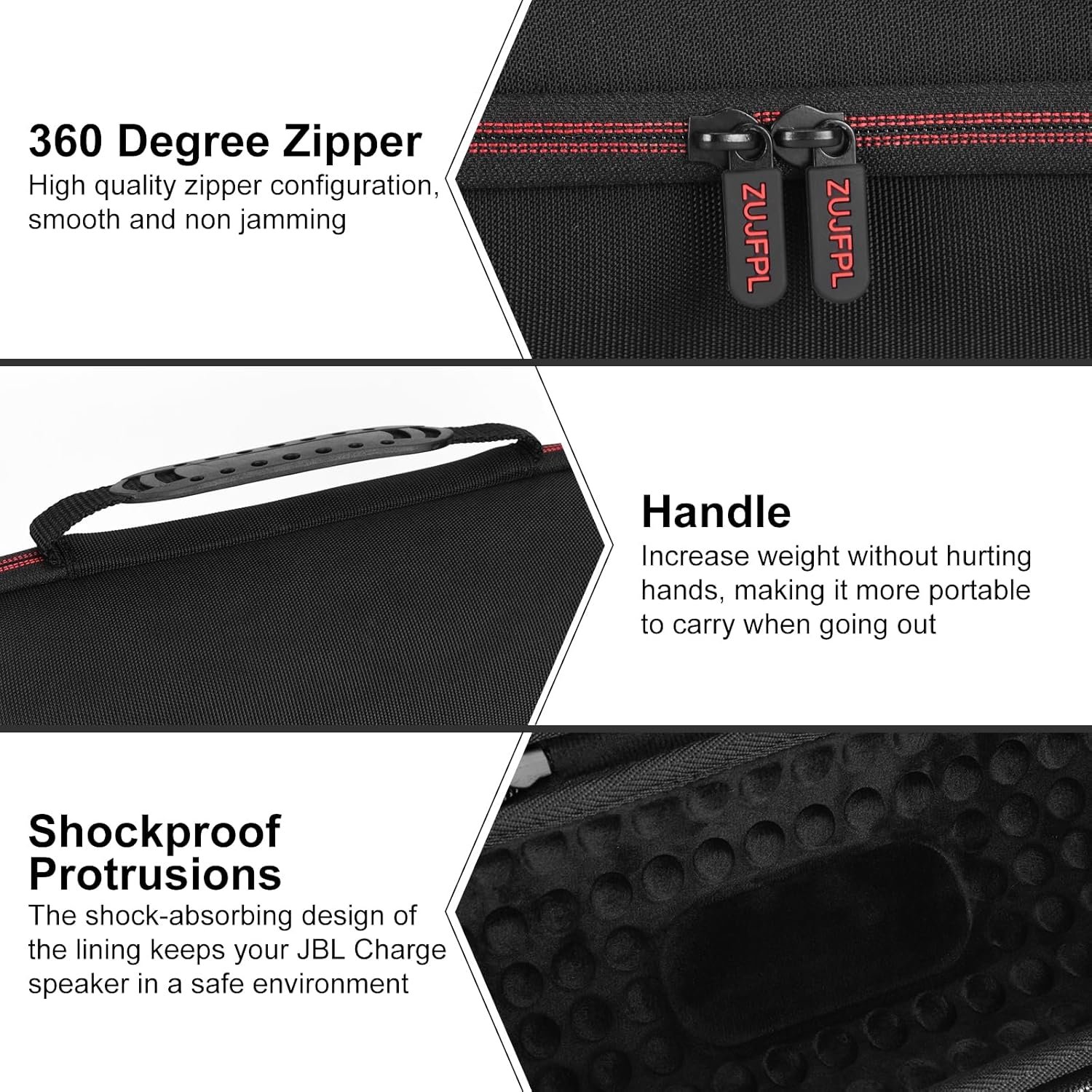 EVA Hard Case Compatible with JBL Charge 5 / Charge 4 Bluetooth Portable Speaker,Fit for JBL Charge 4 / Charge 5 Premium Travel Protective Carrying Storage Bag(Black) - Image 3