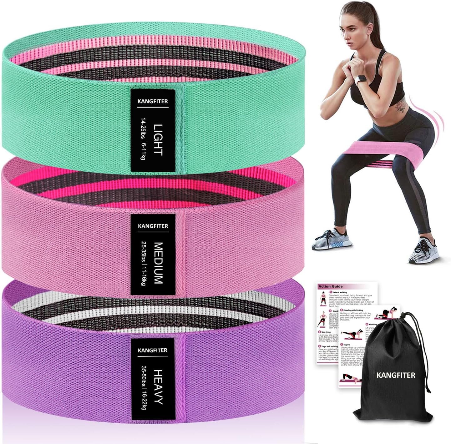 Large Fabric Resistance Bands for Working Out, Loop Exercise Bands for Booty Leg, Butt, Glutes, Stretch Workout Bands for Women & Men, Hip Elastic Bands for Home Gym Fitness, Yoga, Pilates - Image 2