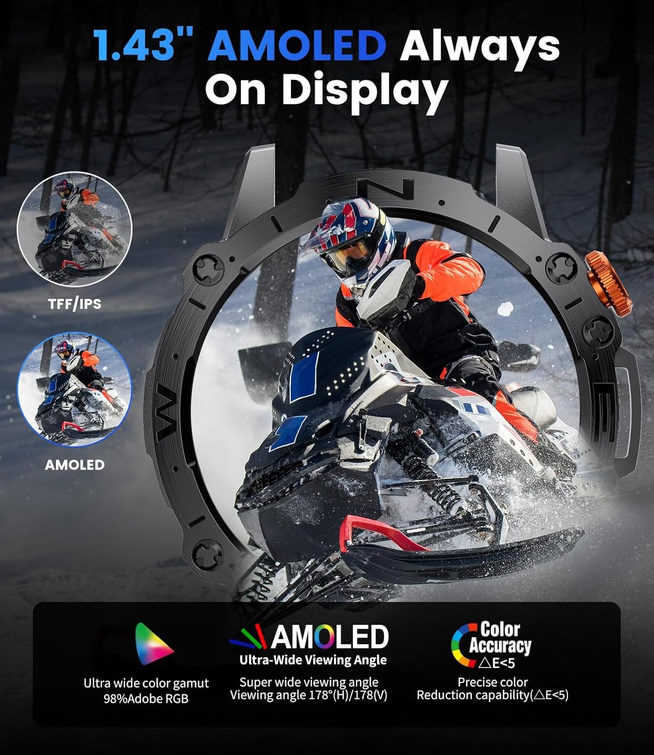 Smart Watches for Men with AI Voice/Bluetooth Call,1.43”AMOLED Always On Display,126+ Sports Modes,60-Day Battery Life,5ATM Waterproof Fitness Tracker with Health Monitor (Leather) - Image 4