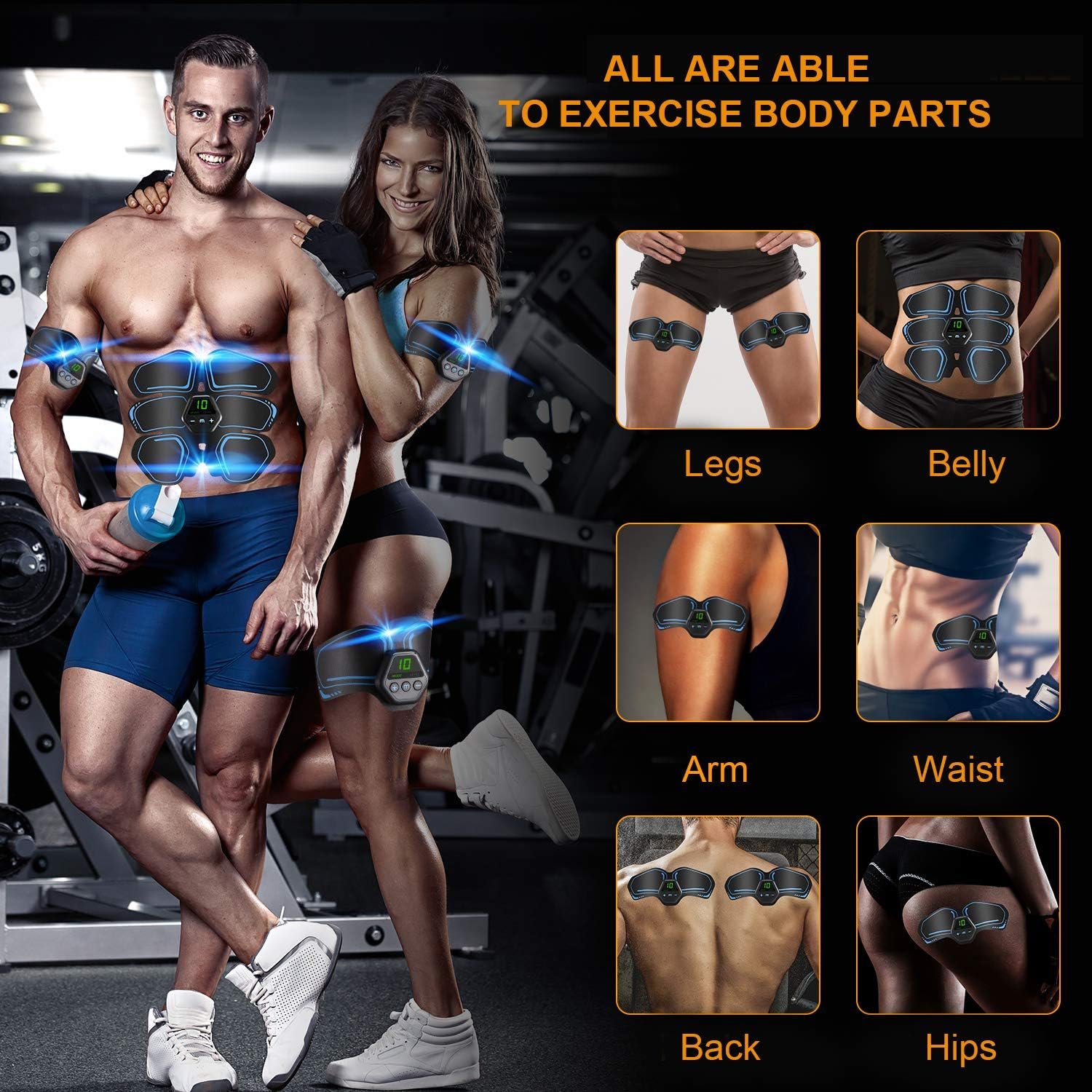 ABS Stimulator, Ab Trainer, EMS Muscle Stimulator LCD Screen Muscle Stimulator USB Rechargeable Portable Muscle Trainer Abdominal / arm / Leg Fitness Workouts Gear - Image 5