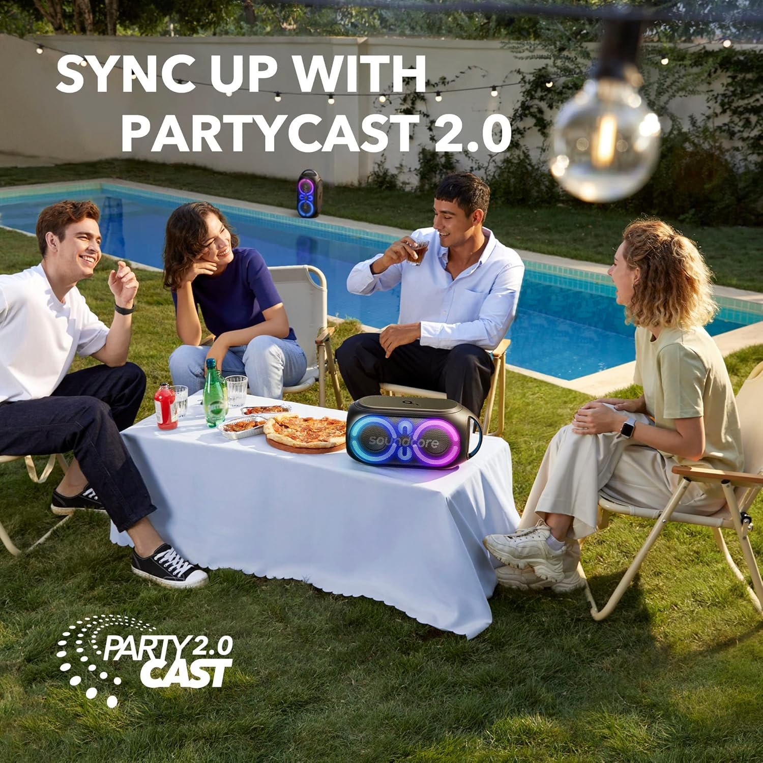 Anker soundcore Rave Party 2 Portable Speaker, 120W Stereo Sound, PartyCast 2.0, Light Show, IPX4 Water-Resistant, 16H Playtime, Mic Input, Custom EQ & Bass Up for Party, Tailgating, Backyard, Pool - Image 5